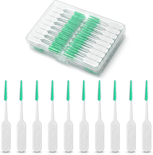 220PCS Floss Picks,Soft Rubber Toothpicks Interdental Brushes,Green | Anti-slip Handle Dental Floss Picks,Floss Picks for Teeth Cleaning,Tooth Picks Flossers with Storage Case