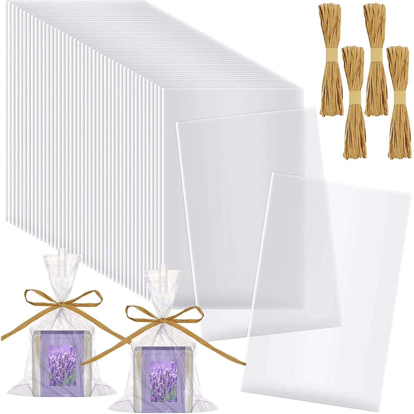 Tudomro 100 Pcs Clear Cellophane Soap Bags for Homemade Soap Candles, 5x8 | Clear Wrappers for Soap Bars Candles, Wedding Favor Treat Bags, Homemade Gifts Packaging, Small Business Supplies