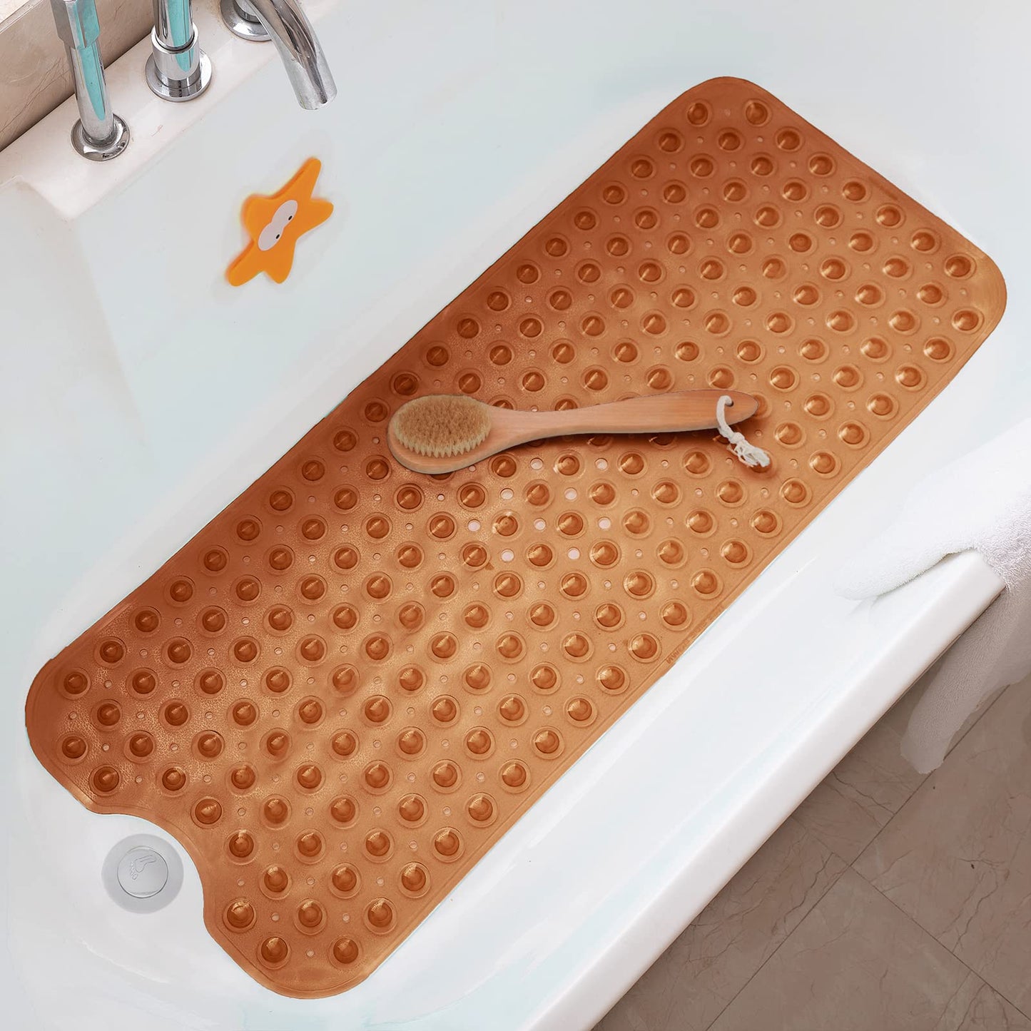 Bathtub Mats for Shower Tub Non-Slip Bath Mat 39 x 16 Inch Extra Long Shower Mat, Bath Tub Mat for Bathroom with Machine Washable, BPA Free for Kids (Clear Hot Pink)