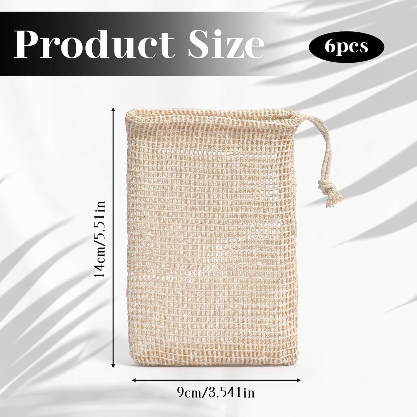 6 PCS Natural Sisal Soap Saver Bag, Mesh Sisal Soap Bags for Soap Bars with Drawstring, Exfoliating Foaming Quick Drying Bar Soap Net Pouch for Shower