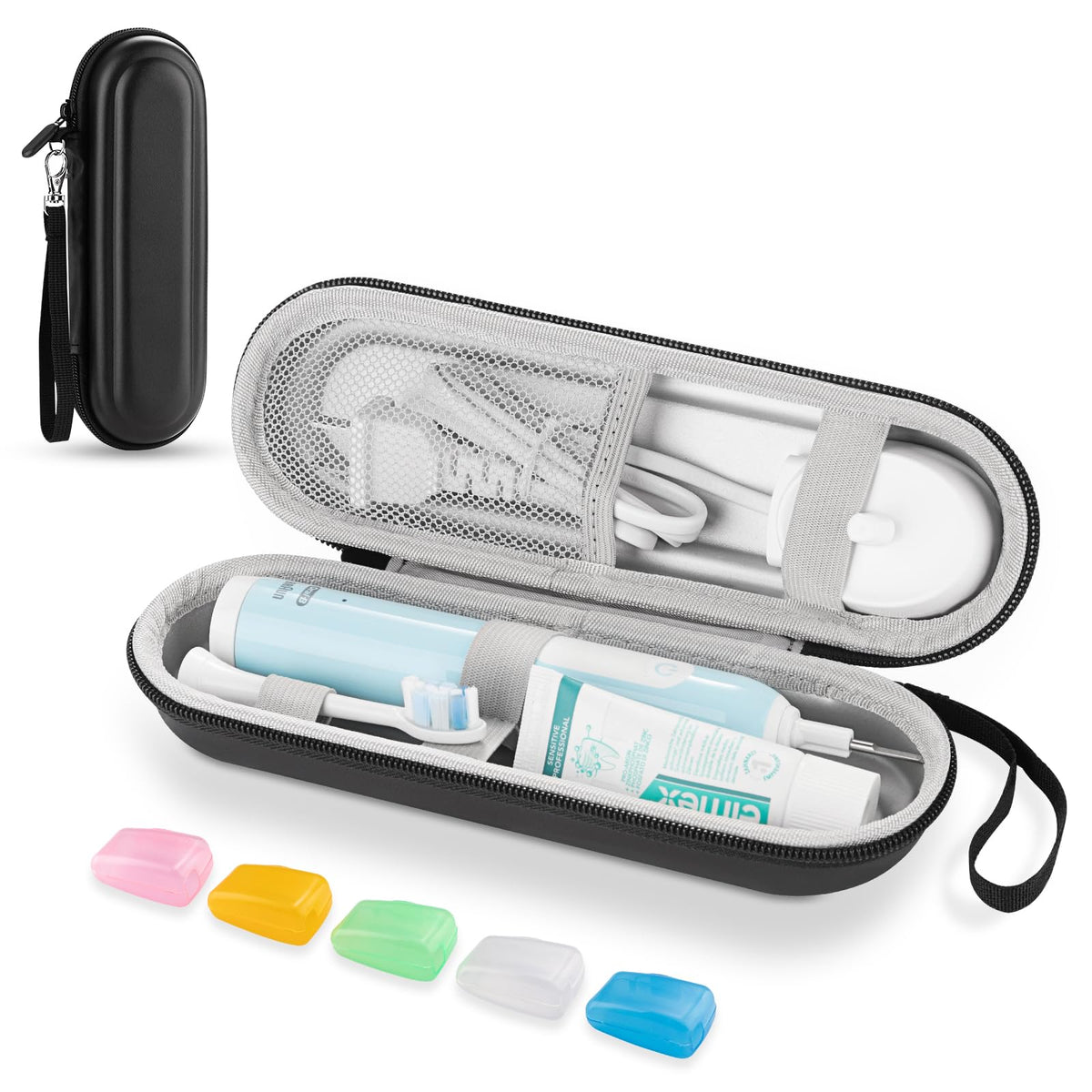 Toothbrush Travel Case for Oral B/Oral-B Pro 1000 1500 5000 7000 & Philips Sonicare 4100 1100 5300 5100 6100/iO Electric Toothbrush, Hard Protective Storage Bag (Black)