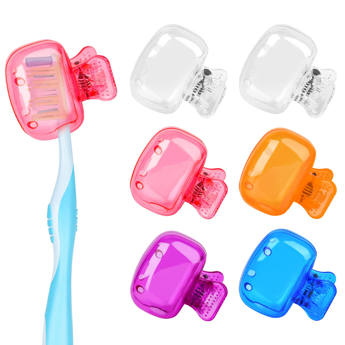 6 Pack Toothbrush Covers Portable Toothbrush Coverings Clips for Protectors Tooth Brush Storage Head Cover Cap Tooth Brush Covers for Kids Bathroom Home Travel Tooth Brush Case