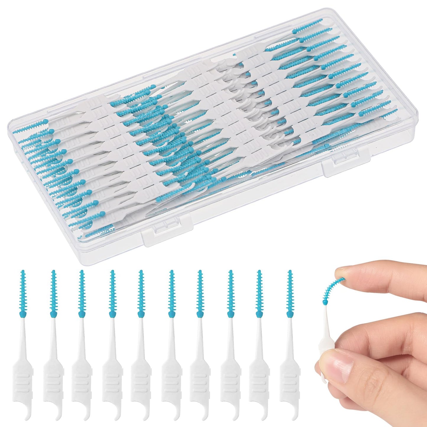 250 Interdental Brushes, Silicone Floss Picks With Case, Yellow/Purple | Soft Flexible Silicone Tips, Dual-Ended Design, Portable Storage Case, For Tight Gaps And Daily Teeth Cleaning