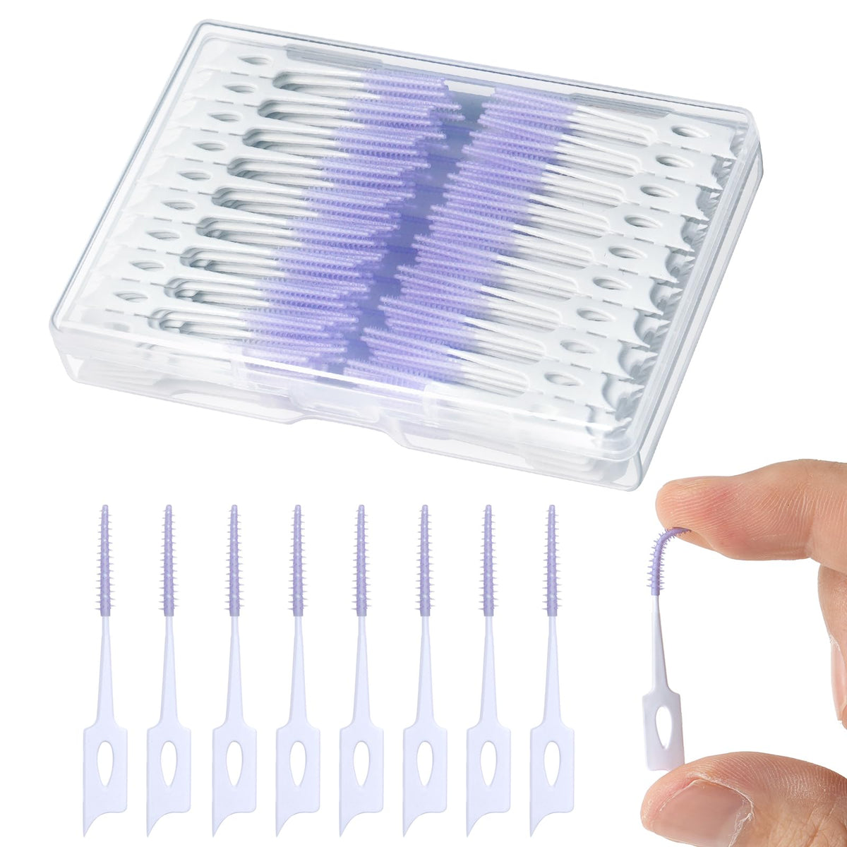 220 PCS Dental Floss Picks, Soft Toothpicks Brush for Teeth, Green | Silicone interdental Brush, Floss Picks for Teeth Cleaning, Toothpicks Brush Between Teeth, Tooth Flossing Brush with Case
