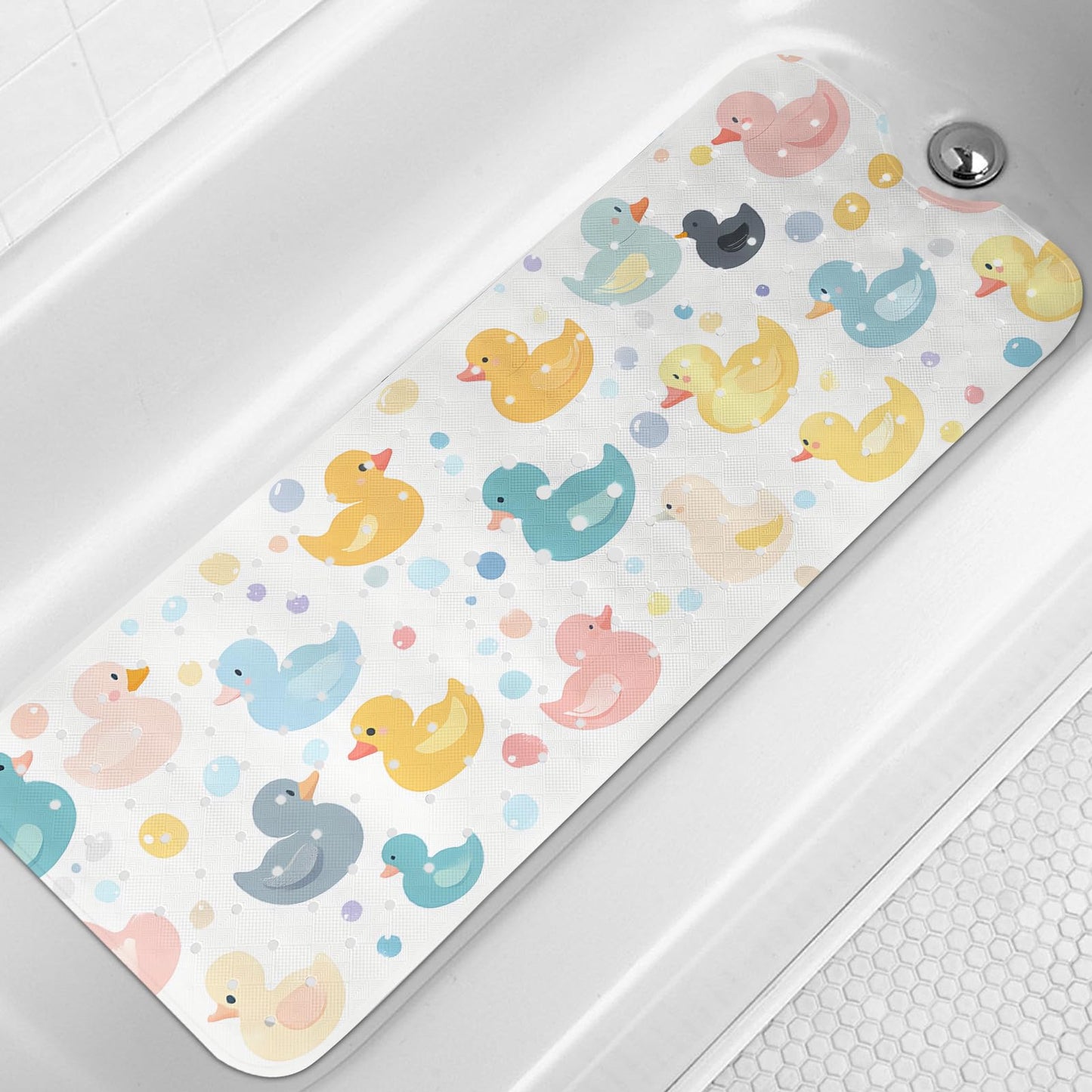 LNOND Bath Mat for Tub for Kids, Toddler Bathtub mat Non Slip, Whales and Coral Kids Bath Mats for Bathroom Non Slip with Drain Holes and Suction Cups,Machine Washable (40 X 16 Inch)