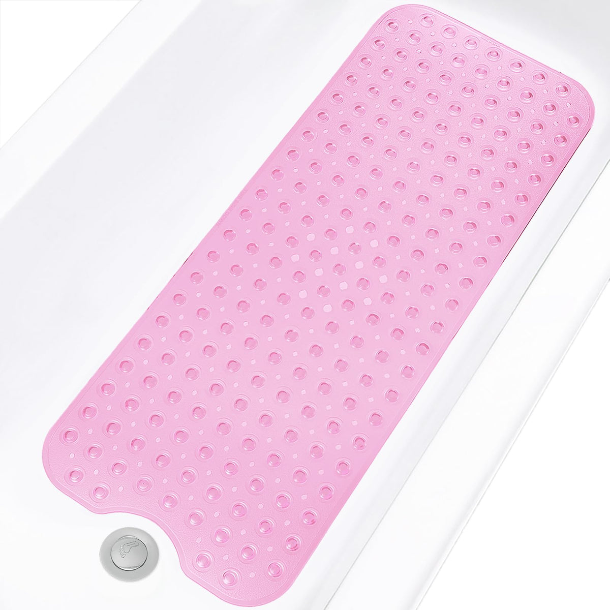 Extra Long Non-Slip Bathtub Shower Mat, 39 x 16 Inch Black Bath Mat | Built with Strong Suction Cups & Quick Drain Holes, Machine Washable Anti-Slip Mat for Bathroom Tub & Shower Floor
