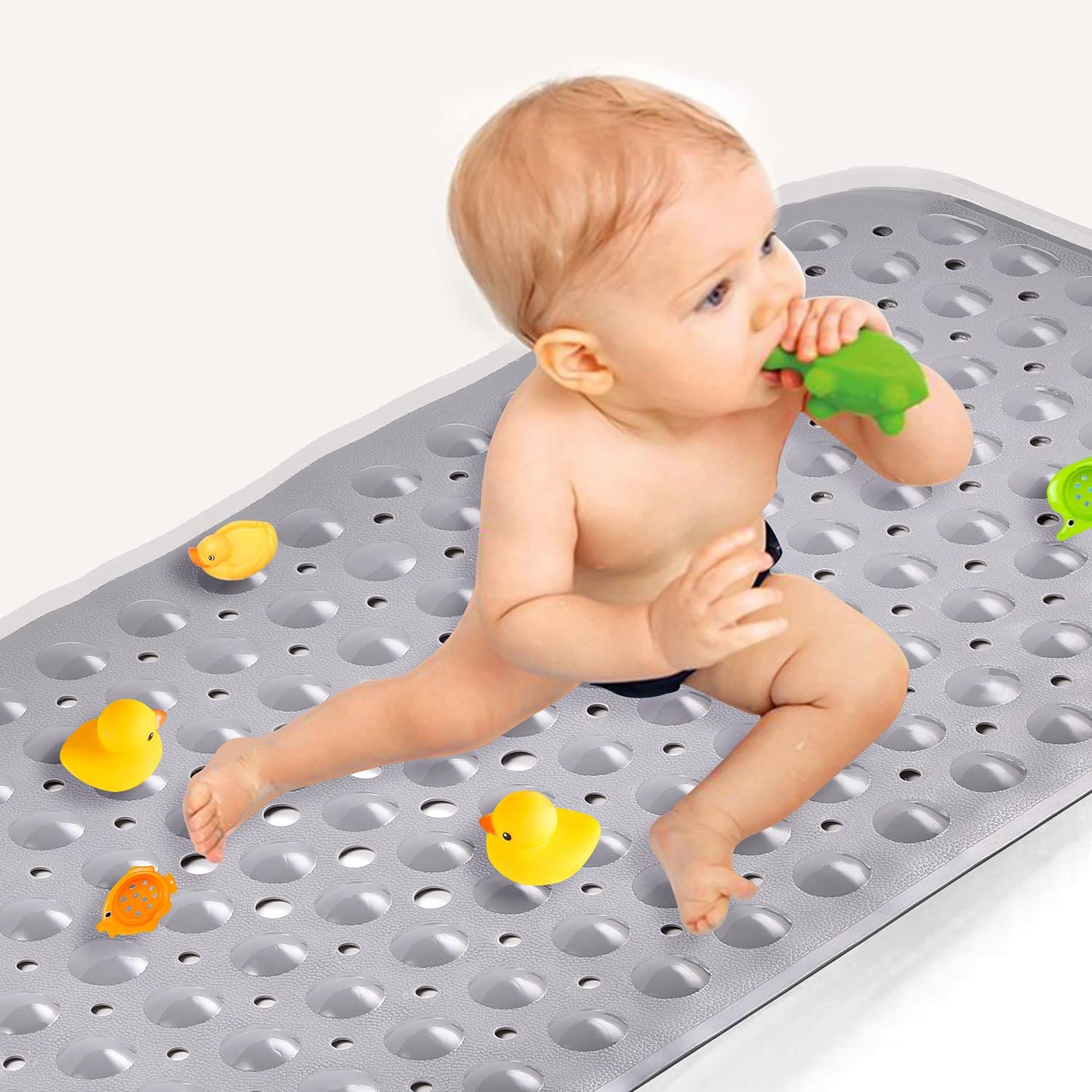 Upgrade Baby Bath Mat Non Slip Extra Long Bathtub Mat for Kids 40 X 16 Inch - Eco Friendly Bath Tub Mat with 200 Big Suction Cups,Machine Washable Shower Mat,Blue