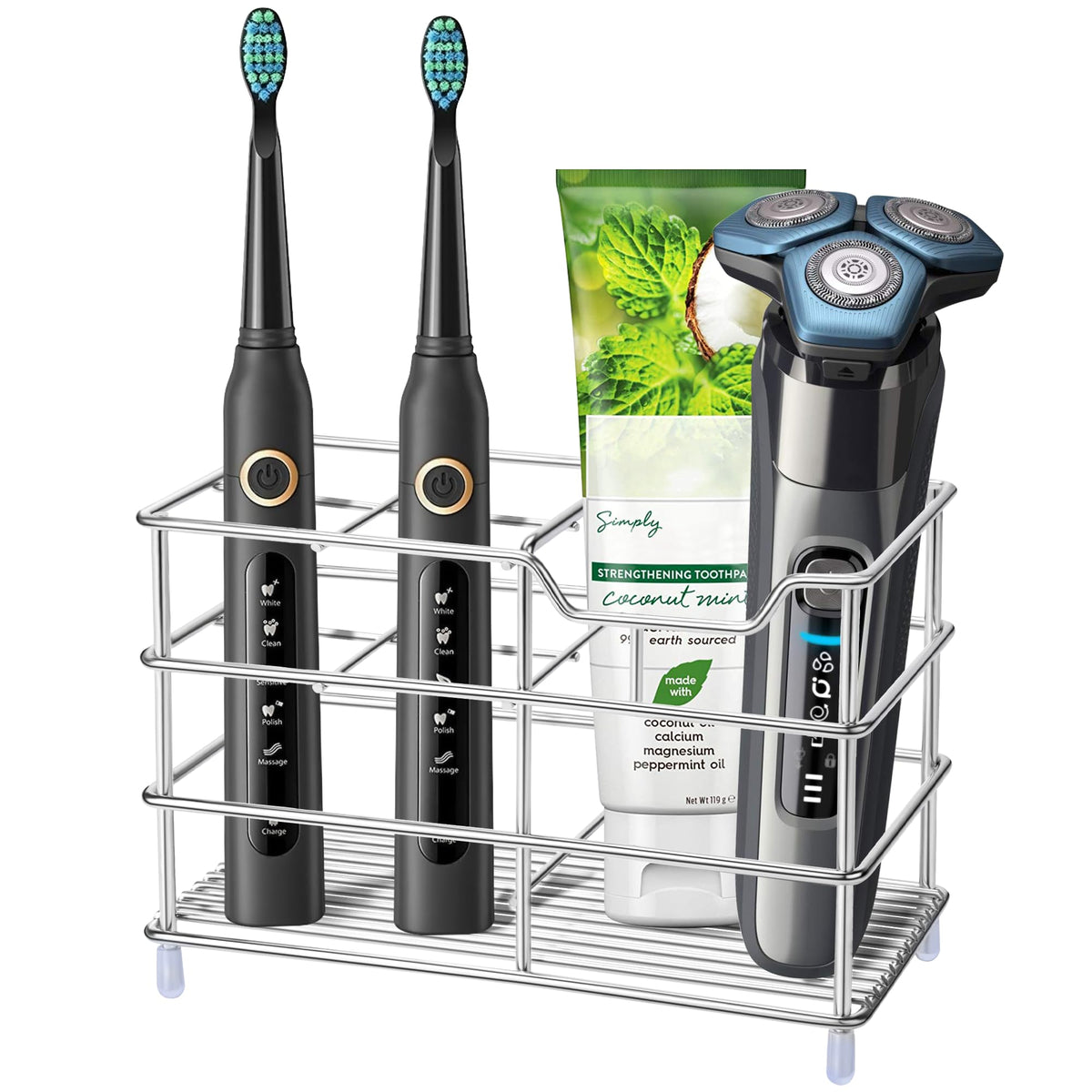 Toothbrush Holders for Bathrooms 304 Stainless Steel Quick Drying Black | Upgrade Heavy Duty Sturdy Durable Toothpaste Holder Bathroom Organizer Storage Decor Accessories Tooth Brush Holder Caddy