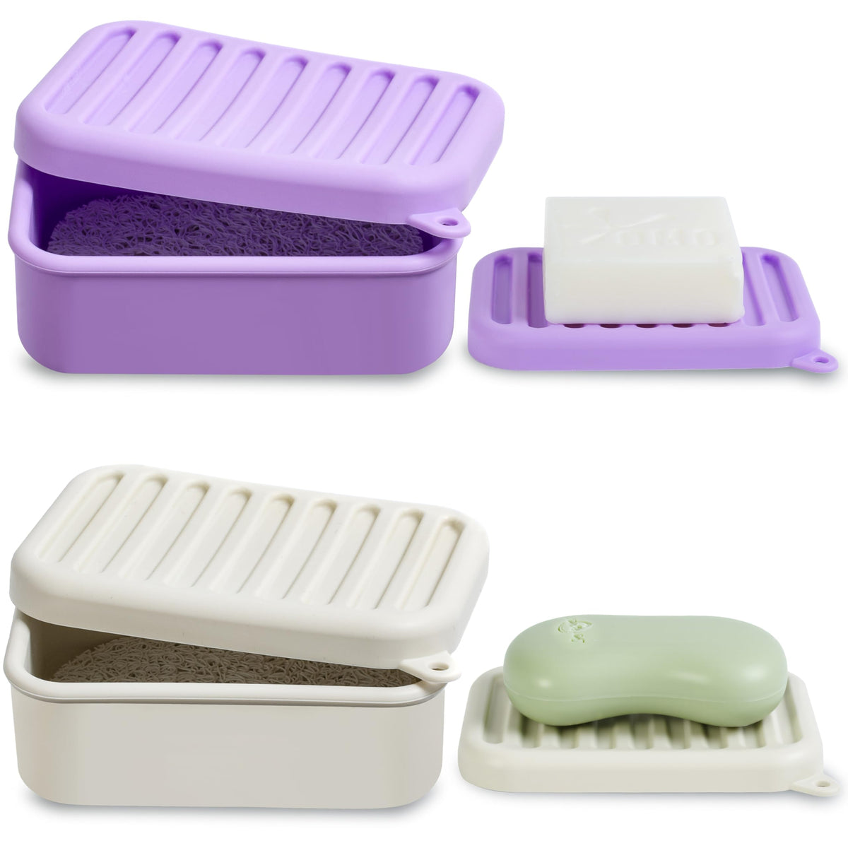 Portable Leakproof Travel Soap Case, Silicone Travel Soap Case, Compact Soap Holder with Drainage Layer, Travel Soap Holder for Camping, Gym, Outdoor (Coral-Red)