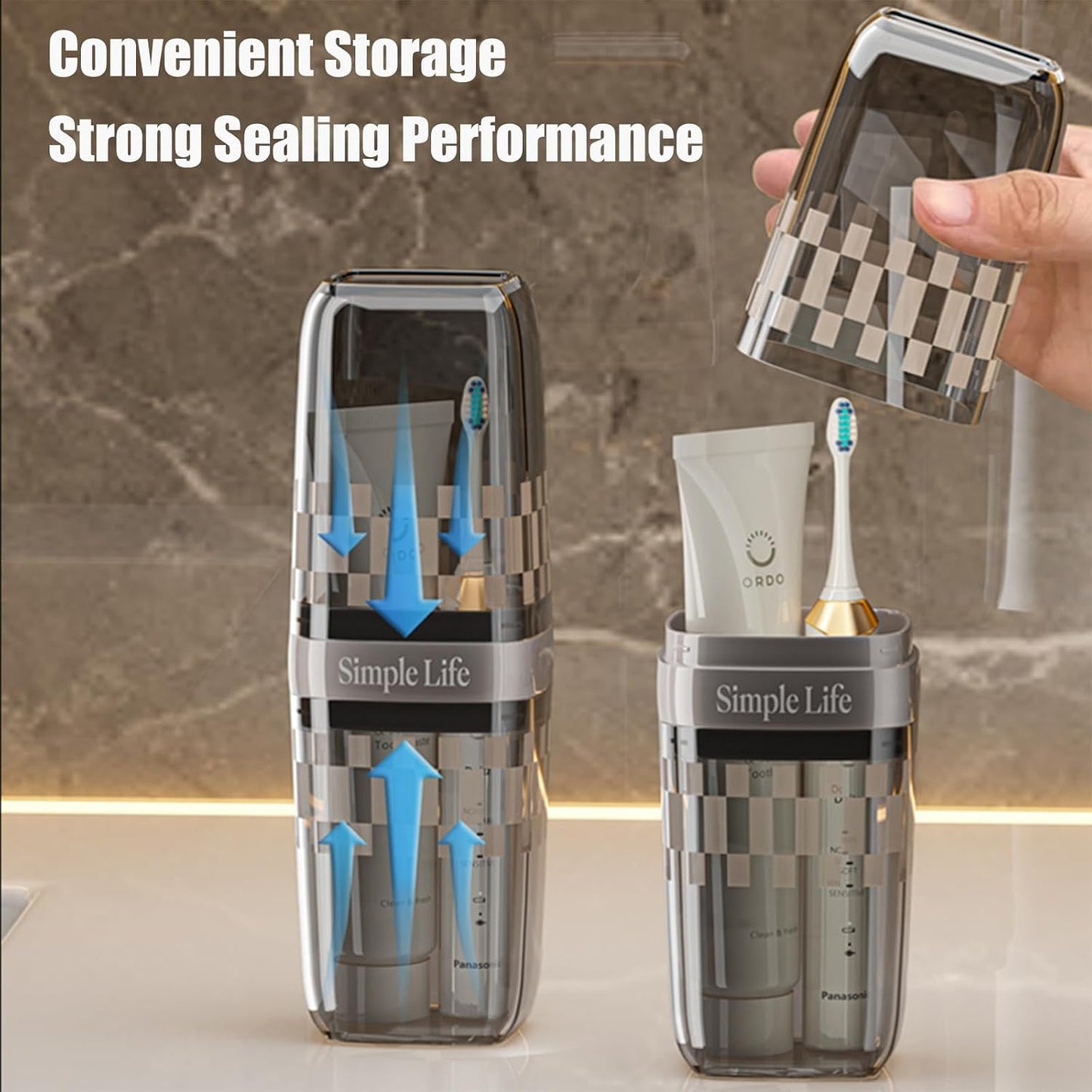 Travel Toothbrush Cup, Toothbrush Holder with Cover, Portable Travel Toothbrush Holder, Toothbrush Case and Carrier for Bathroom School Business Trip (Black)