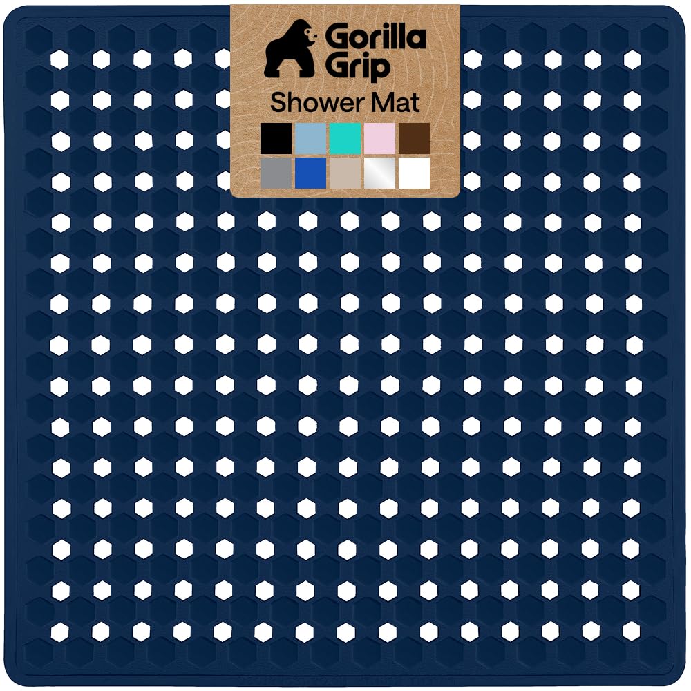 GORILLA GRIP Bath Tub Shower Mat, Bathtub Floor Liner, 35x16 Clear | Patented Large Mats, Machine Washable, Suction Cups and Drain Holes to Keep Tubs Clean, Soft on Feet, Bathroom Essentials