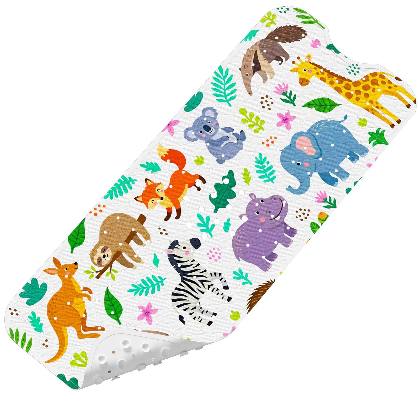 XIYUNTE Baby Bath Mat for Tub Non Slip Kids Bath Mat - 40''x16'' Extra Long Cartoon Turtle Baby Bath Tub Mat Eco-Friendly Toddler Bath Mats with Suction Cups & Drain Holes, Easy to Clean & Easy Drying
