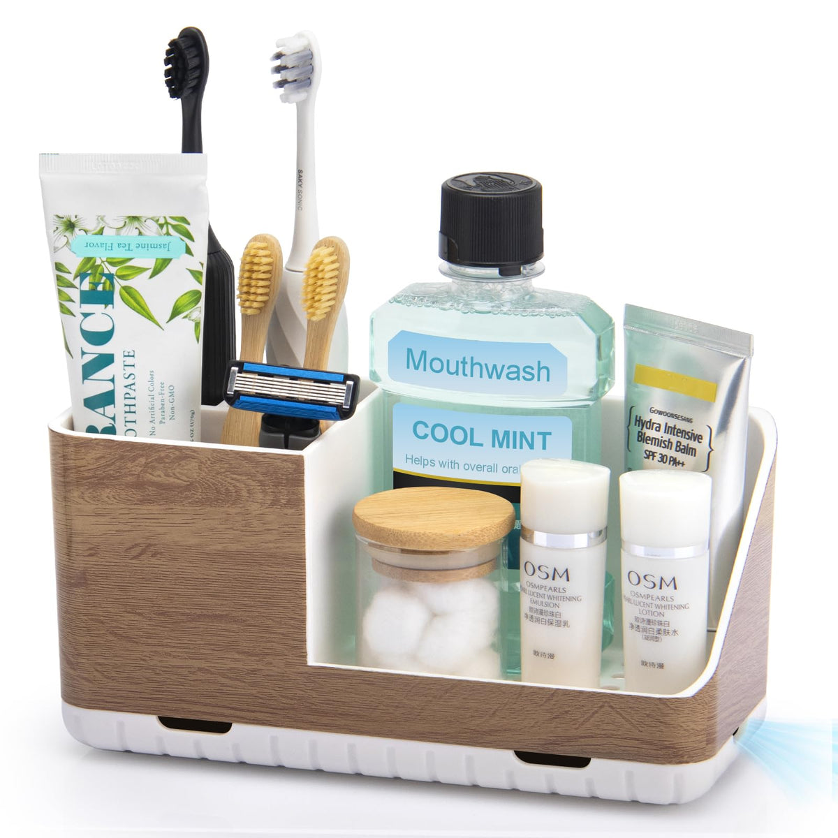 Toothbrush Holders for Bathroom Counter Organizer and Storage (White) | Easy To Clean, Drainage, Non-Slip, Detachable, Kids Electric Toothbrush and Toothpaste Holder for Bathroom