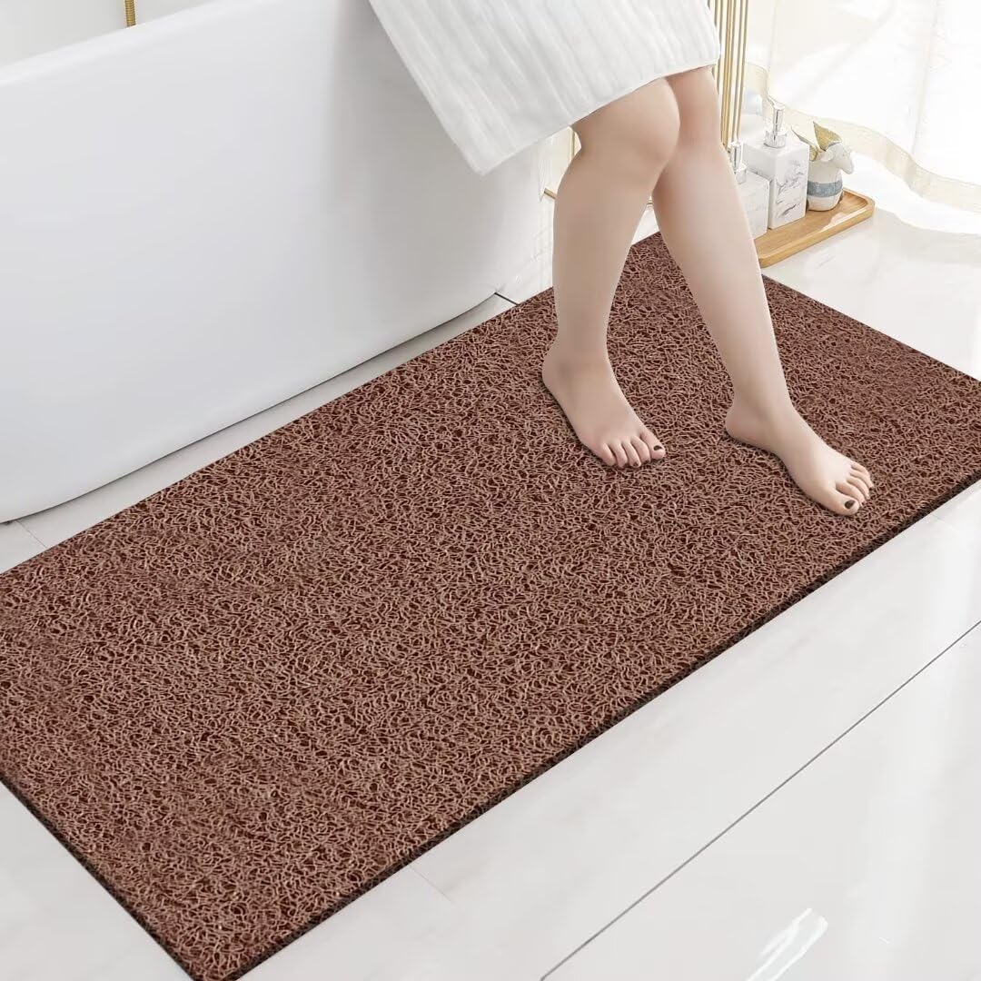 godehone Shower Mats Non Slip Without Suction Cups, PVC Loofah Bathroom Mats, Loofah Mats for Shower and Bathroom, Quick Drying, 15.7× 36 Inch, Grey