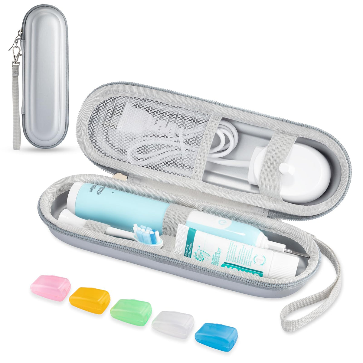Toothbrush Travel Case for Oral B/Oral-B Pro 1000 1500 5000 7000 & Philips Sonicare 4100 1100 5300 5100 6100/iO Electric Toothbrush, Hard Protective Storage Bag (Black)