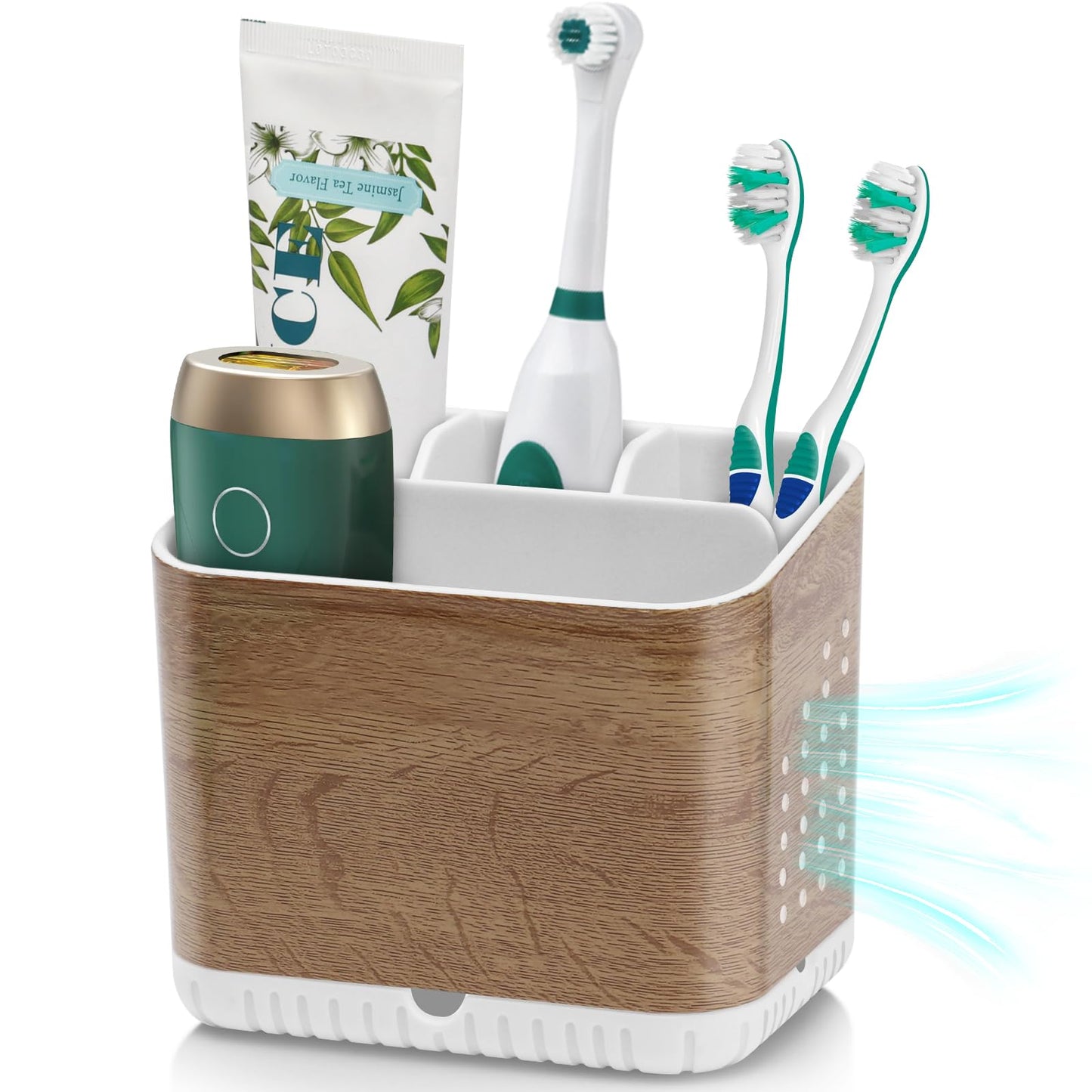 Toothbrush Holders for Bathrooms, Kids Electric Toothbrush Organizer (Grey) | Easy To Clean, Drainage, Removable, Non-Slip, 4 Slots Tooth Brush Holder for Bathroom Countertop Organizer