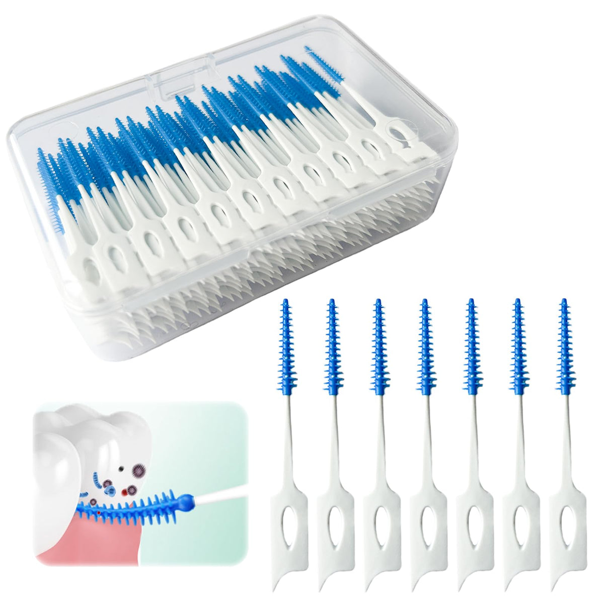 Ndzefan160PCS Portable Soft Silica Gel Toothpick Dental Floss Picks Soft Original Suitable for Oral Care of Adults and Childrens,Toothpick Brushes Teeth Cleaning Tool (Green)