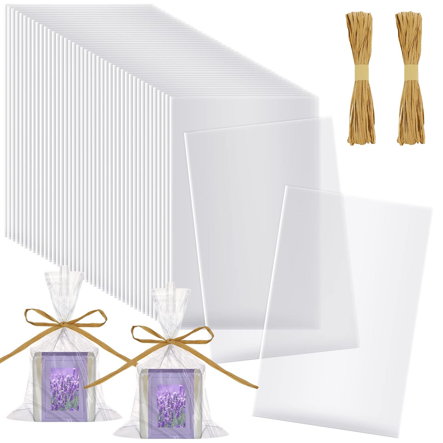 Tudomro 100 Pcs Clear Cellophane Soap Bags for Homemade Soap Candles, 5x8 | Clear Wrappers for Soap Bars Candles, Wedding Favor Treat Bags, Homemade Gifts Packaging, Small Business Supplies