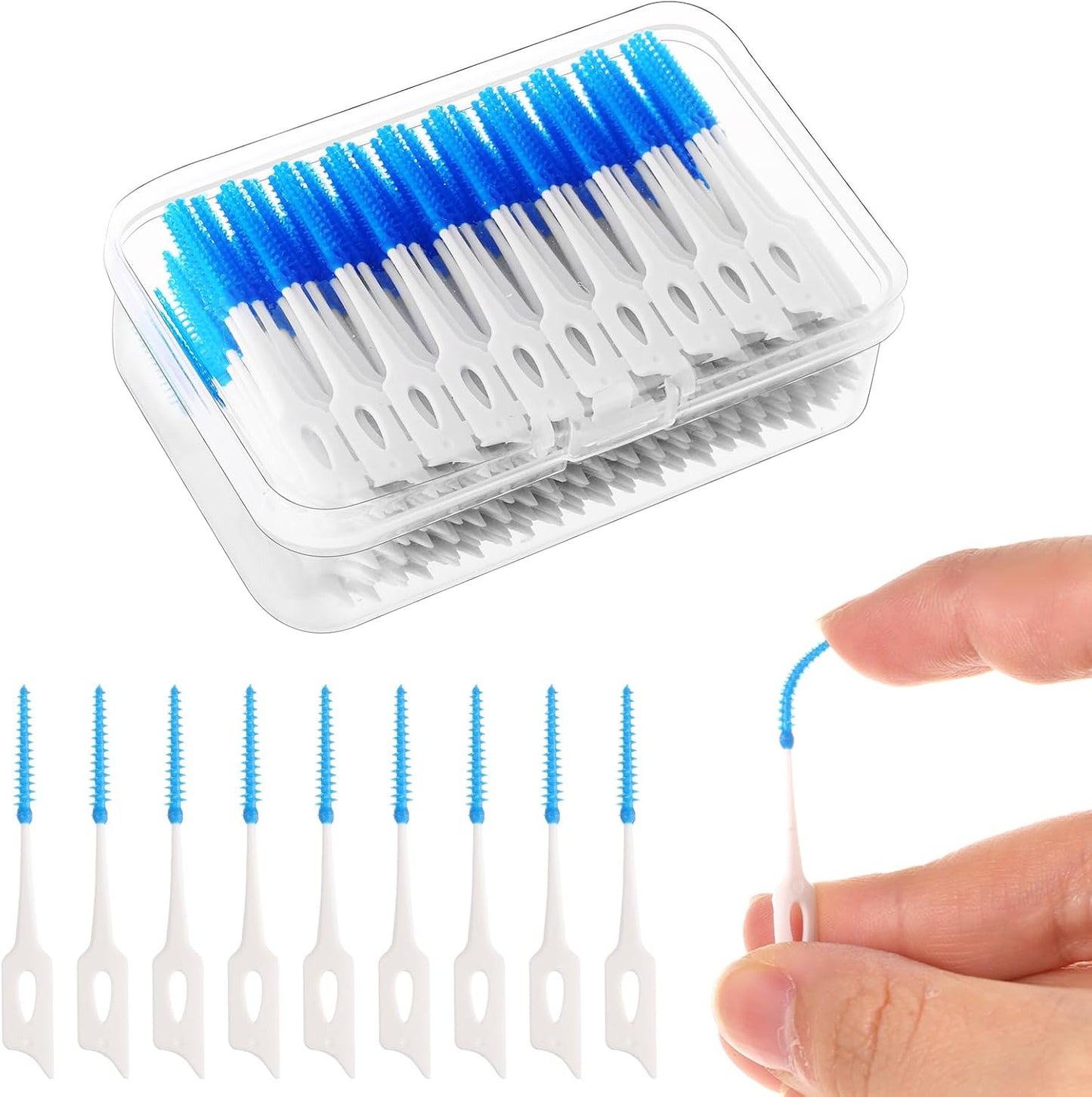 220 Interdental Brushes, Silicone Dental Picks with Case, Blue | Soft Flexible Silicone Tips, Dual-End Design, Portable Storage Case, For Daily Teeth Gap Cleaning And Gum Care
