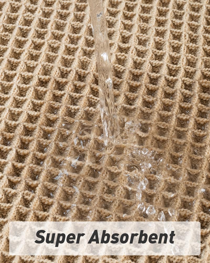 Upgraded Waffle Bath Mat Ultra Absorbent Non Slip Bathroom Mat, 17" x 24" | Brown, Quick Dry Washable Bathroom Rugs, Extra Soft Decorative Bath Rugs for Bathroom Floor, Beside Tub and Shower