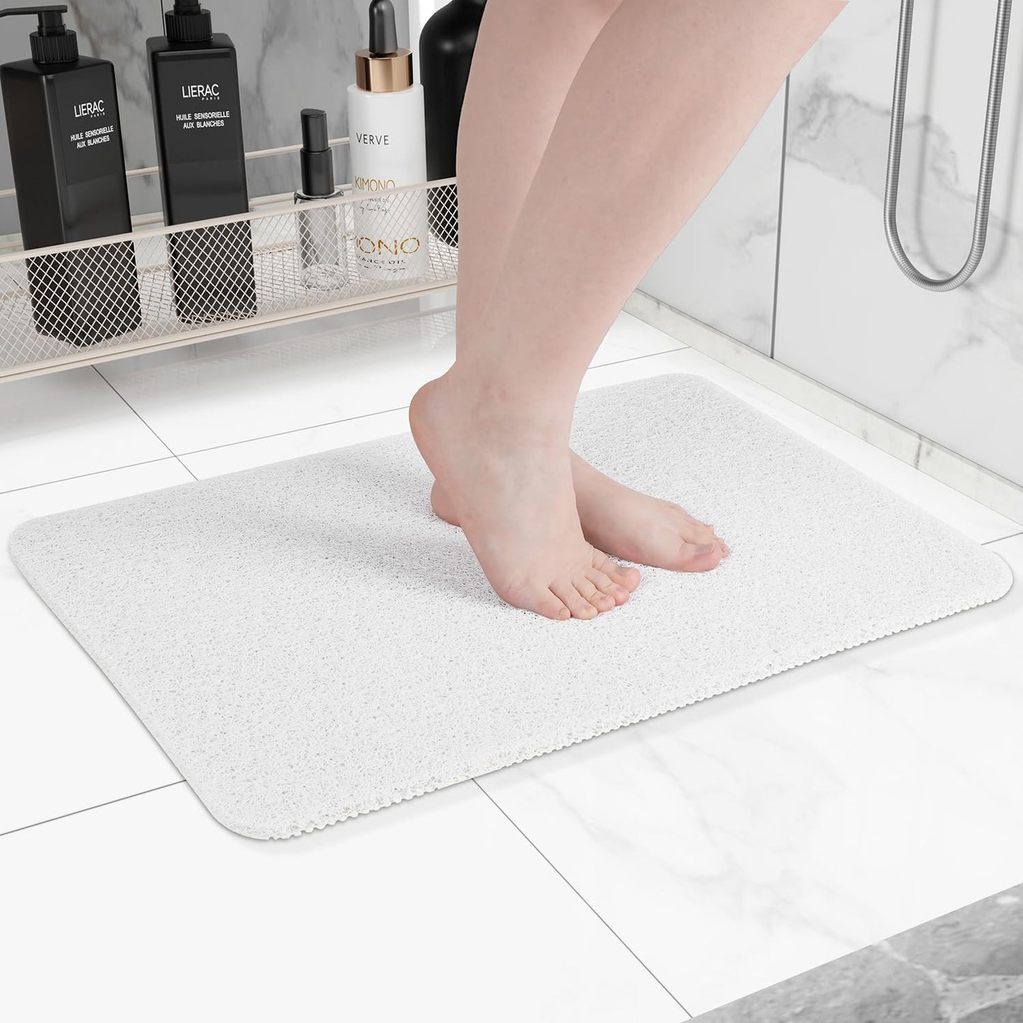 Hargiis Non Slip Bathtub Mat, Anti Slip Shower Mat, Fast Drying Bath Tub Mats, Foot Scrubber Mat, Anti Slip Mat for Tub, Floor, Bathroom, Home, Kitchen, Hotel (Beige 24"x16")