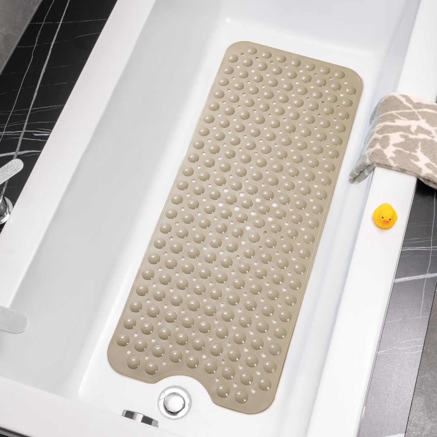Bathtub Mats for Shower Tub Non-Slip Bath Mat 39 x 16 Inch Extra Long Shower Mat, Bath Tub Mat for Bathroom with Machine Washable, BPA Free for Kids (Clear Hot Pink)