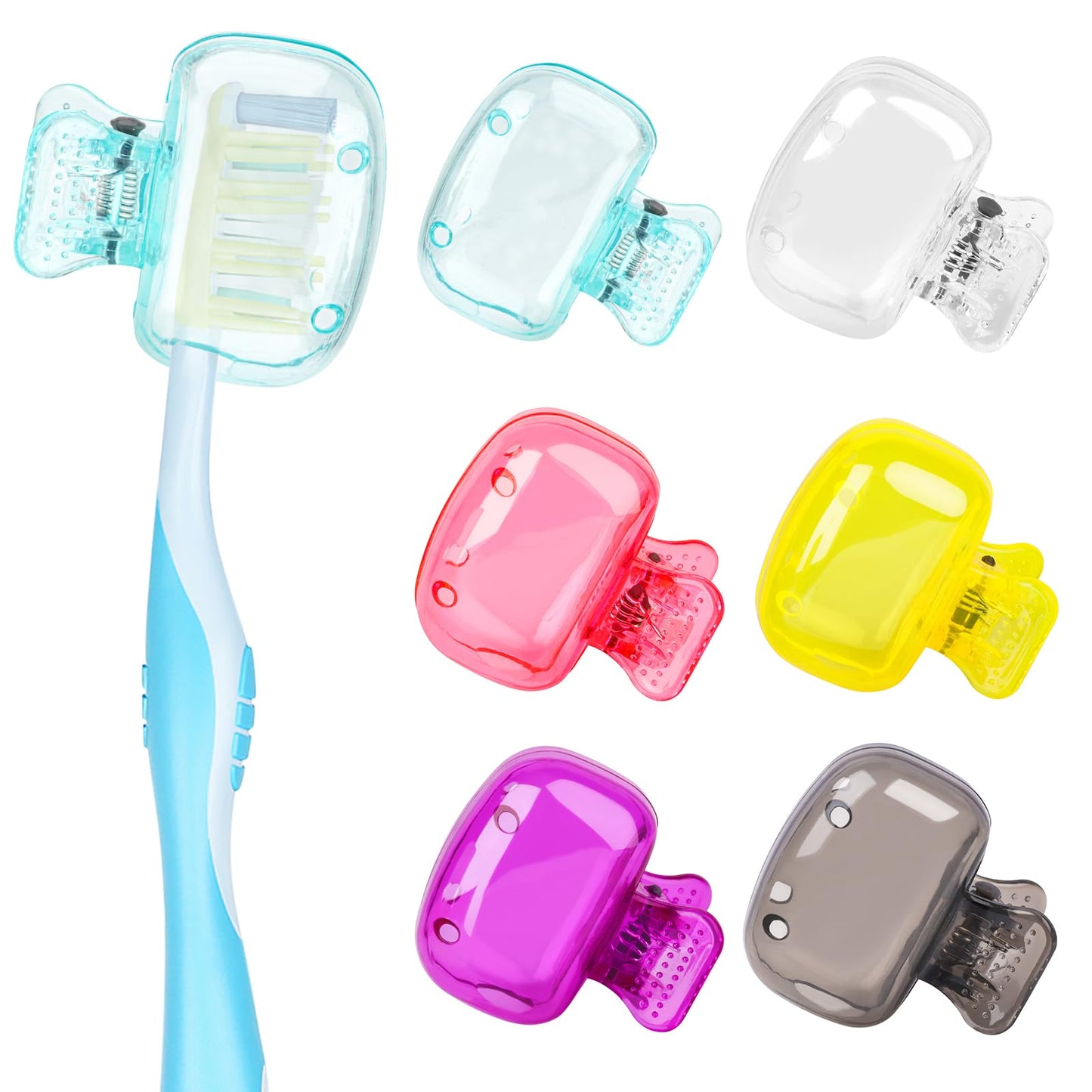 6 Pack Toothbrush Covers Portable Toothbrush Coverings Clips for Protectors Tooth Brush Storage Head Cover Cap Tooth Brush Covers for Kids Bathroom Home Travel Tooth Brush Case
