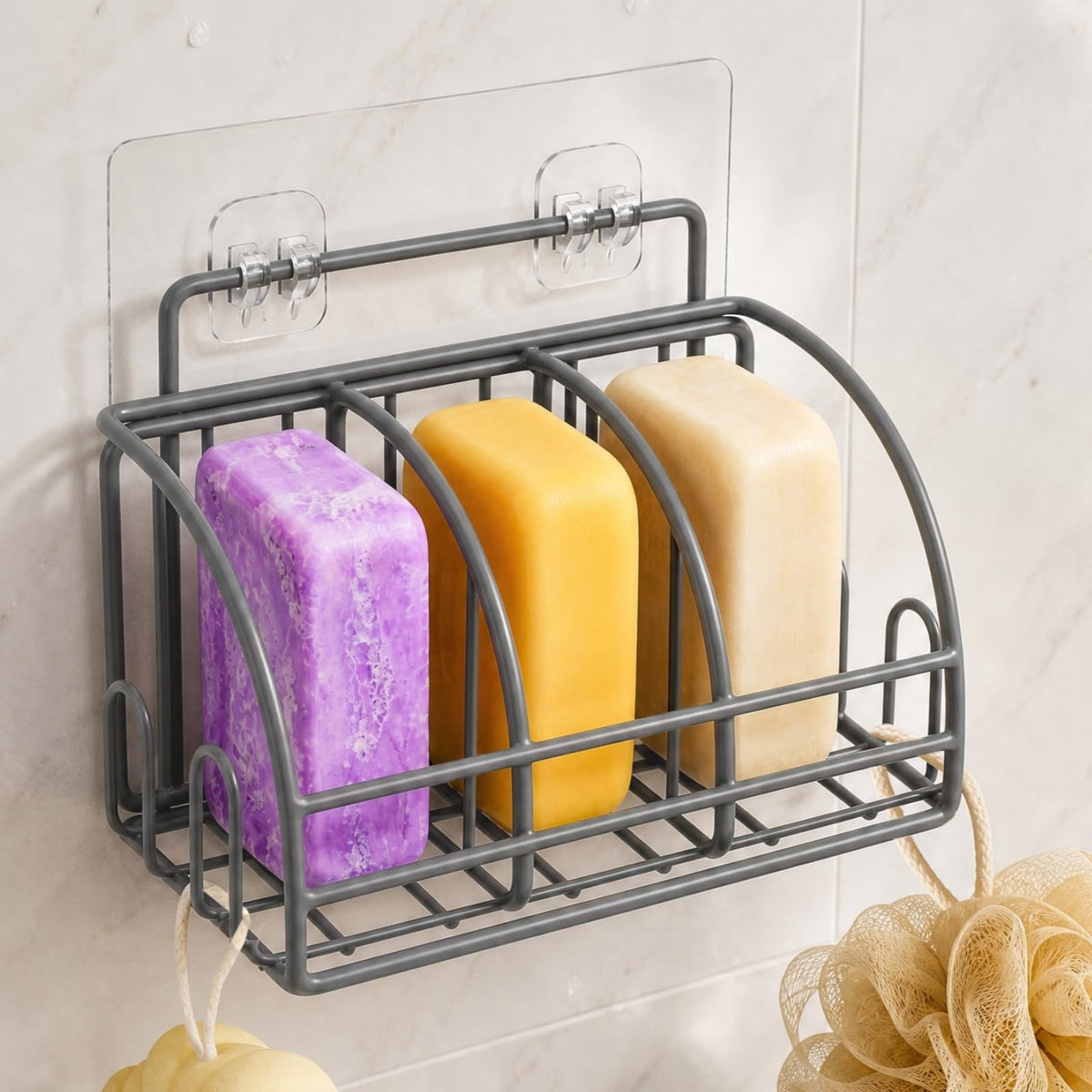 Soap Dish Bar Soap Holder for Shower Sponge Holder for Kitchen Sink Storage | Organizer for Bathroom Wall Sponge Holder for Kitchen Sink Kitchen Storage Accessories