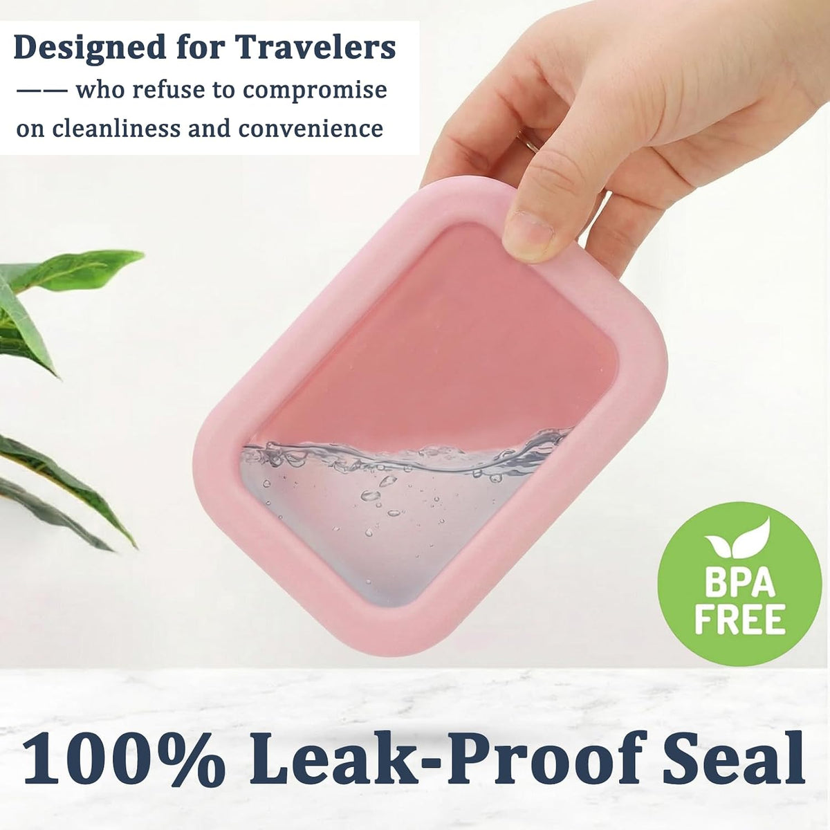 Leak Proof Silicone Travel Soap Case with Draining Tray - Bar Soap Holder for Travel, Gym & Camping - Mess-Free Portable Soap Container for Carry-on Bags (Light Pink)