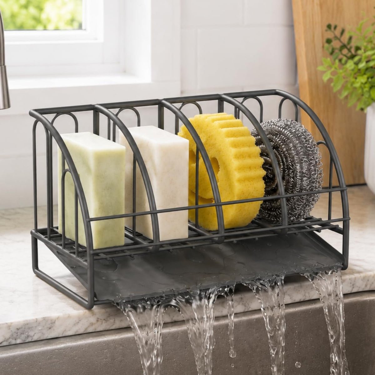 Soap Dish Bar Soap Holder for Shower Sponge Holder for Kitchen Sink Storage | Organizer for Bathroom Wall Sponge Holder for Kitchen Sink Kitchen Storage Accessories