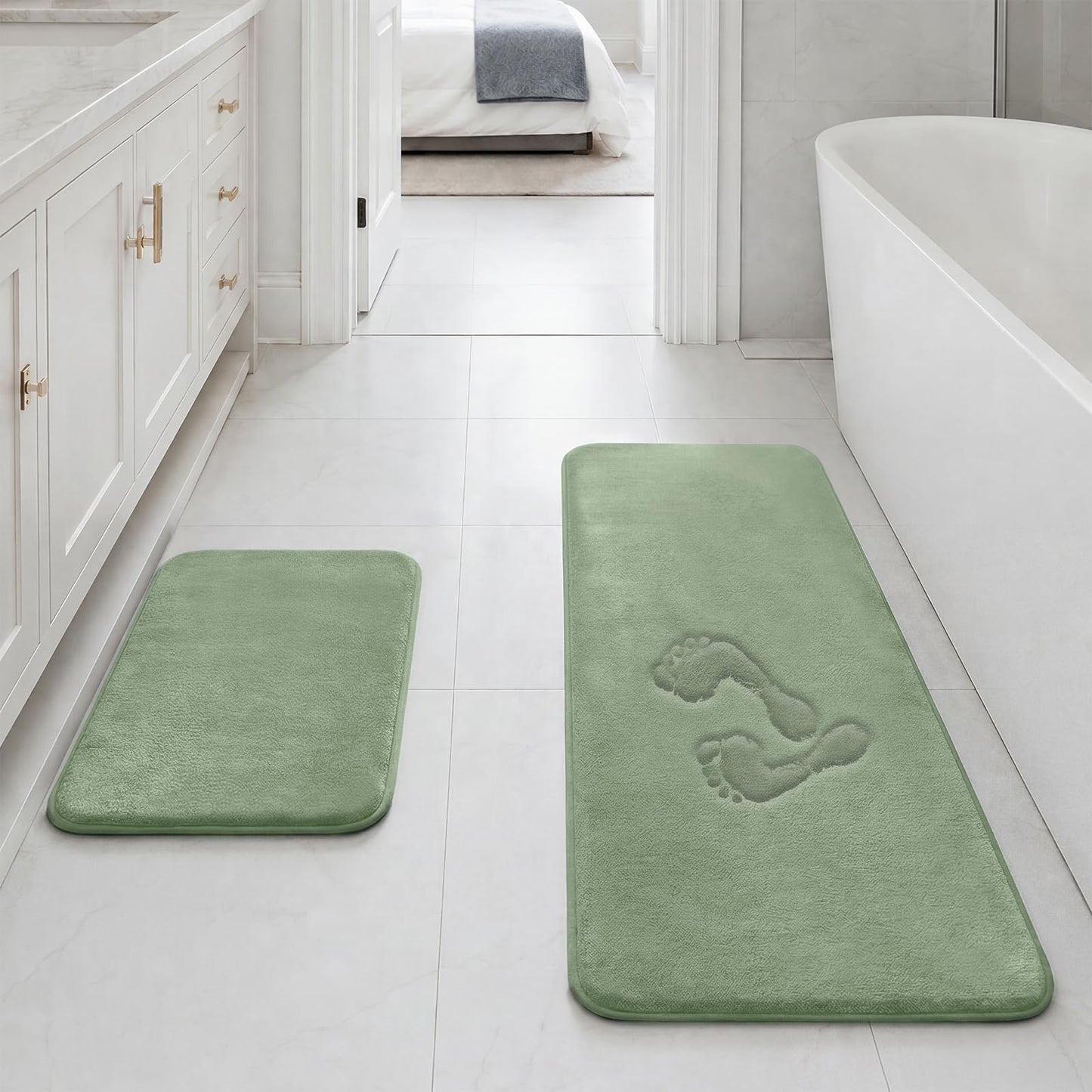 HUXMEYSON Bathroom Rugs Sets 3 Piece, Non-Slip & Quick Dry Bath Mat Set, Ultra Soft Velvet Bath Rugs for Bathroom, Toilet and Shower Floor, Grey