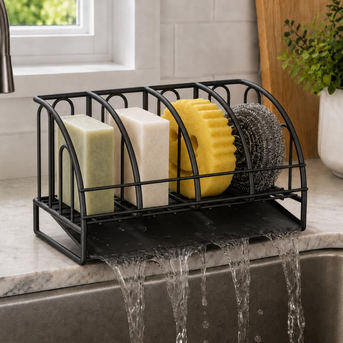Soap Dish Bar Soap Holder for Shower Sponge Holder for Kitchen Sink Storage | Organizer for Bathroom Wall Sponge Holder for Kitchen Sink Kitchen Storage Accessories