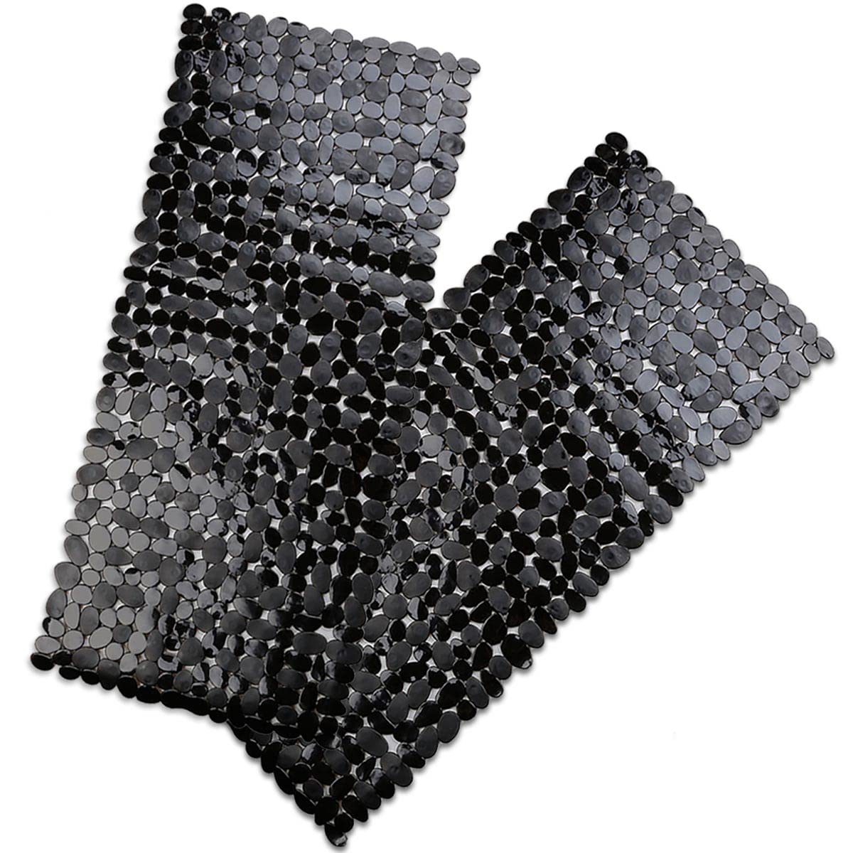 Pebble Bathtub Mat Non Slip 35" X 16" with Suction Cups,Black | (for Smooth/Non-Textured Tubs Only) Safe Shower Mat with Drain Holes for Bathroom
