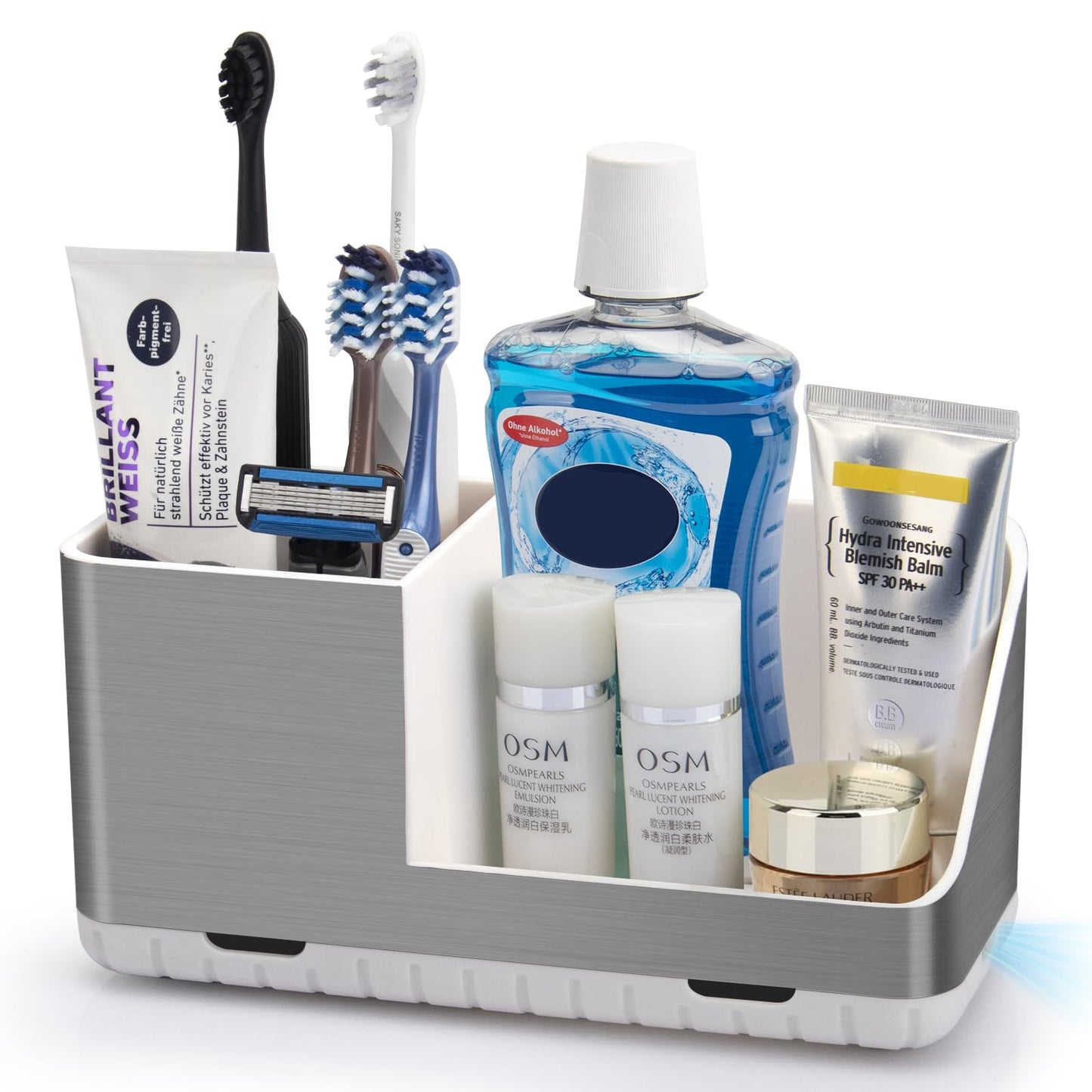 Toothbrush Holders for Bathroom Counter Organizer and Storage (White) | Easy To Clean, Drainage, Non-Slip, Detachable, Kids Electric Toothbrush and Toothpaste Holder for Bathroom