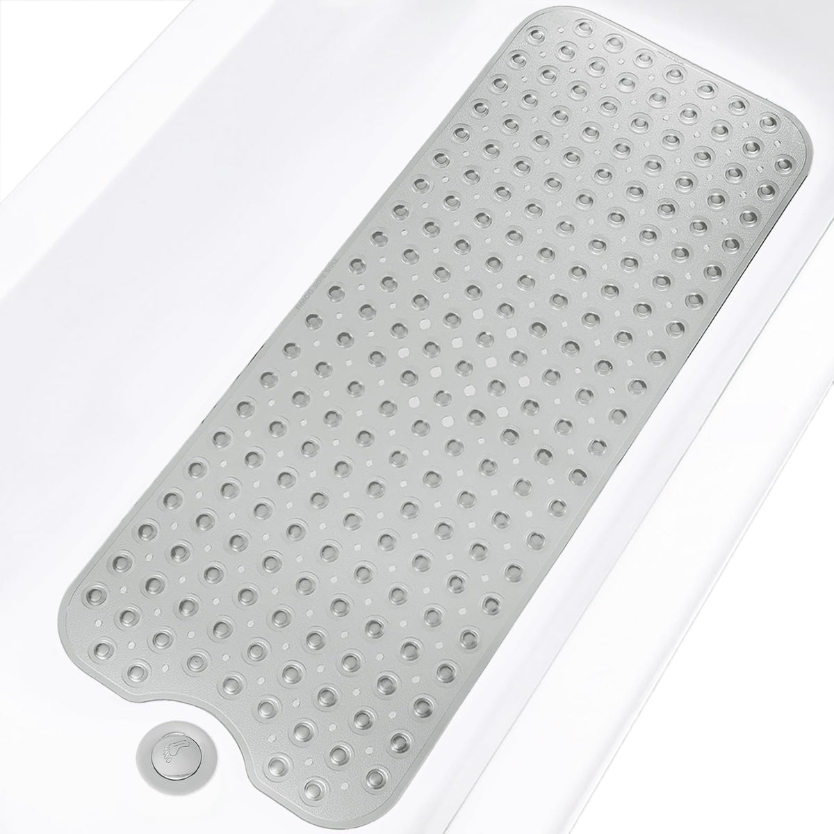 Extra Long Non-Slip Bathtub Shower Mat, 39 x 16 Inch Black Bath Mat | Built with Strong Suction Cups & Quick Drain Holes, Machine Washable Anti-Slip Mat for Bathroom Tub & Shower Floor