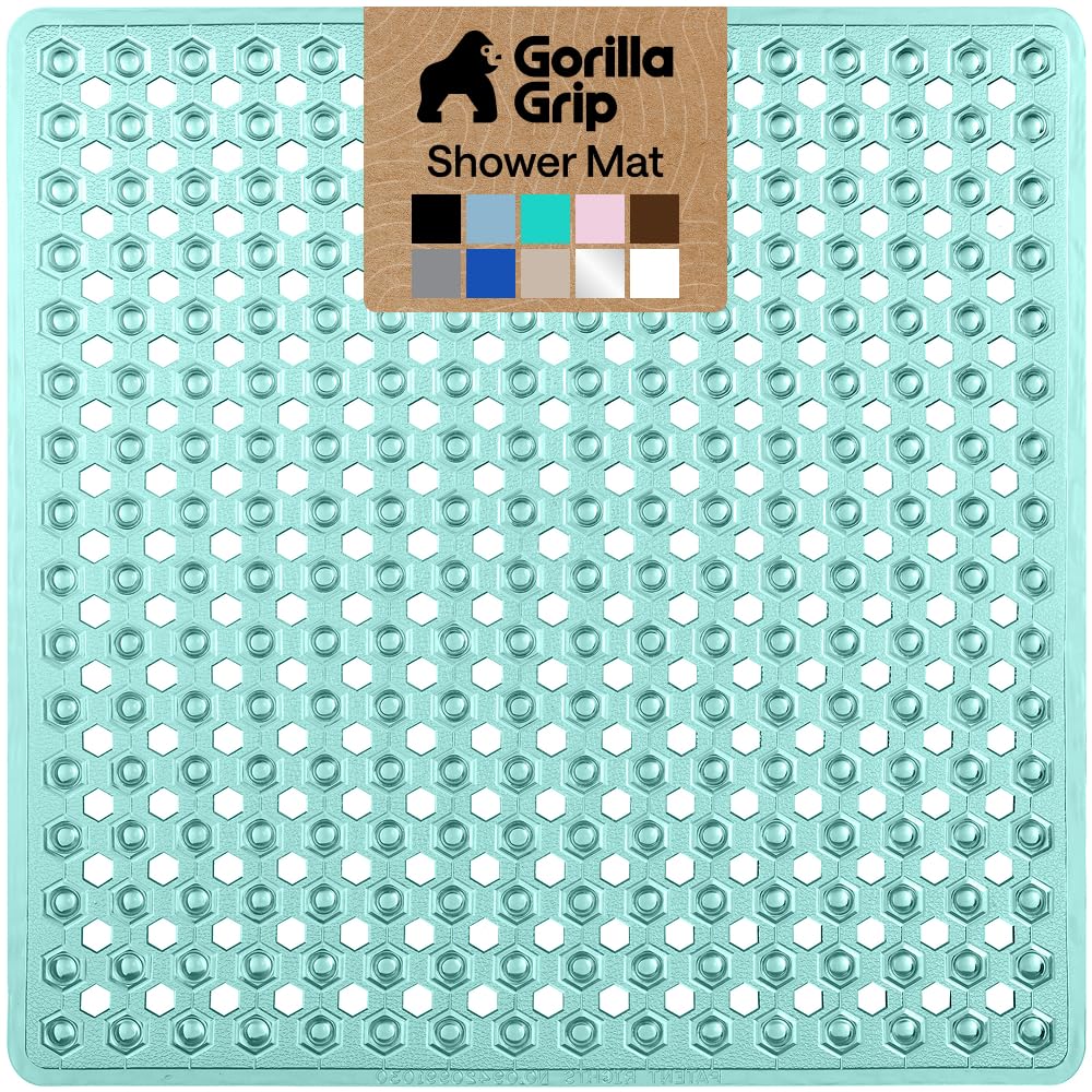 GORILLA GRIP Bath Tub Shower Mat, Bathtub Floor Liner, 35x16 Clear | Patented Large Mats, Machine Washable, Suction Cups and Drain Holes to Keep Tubs Clean, Soft on Feet, Bathroom Essentials