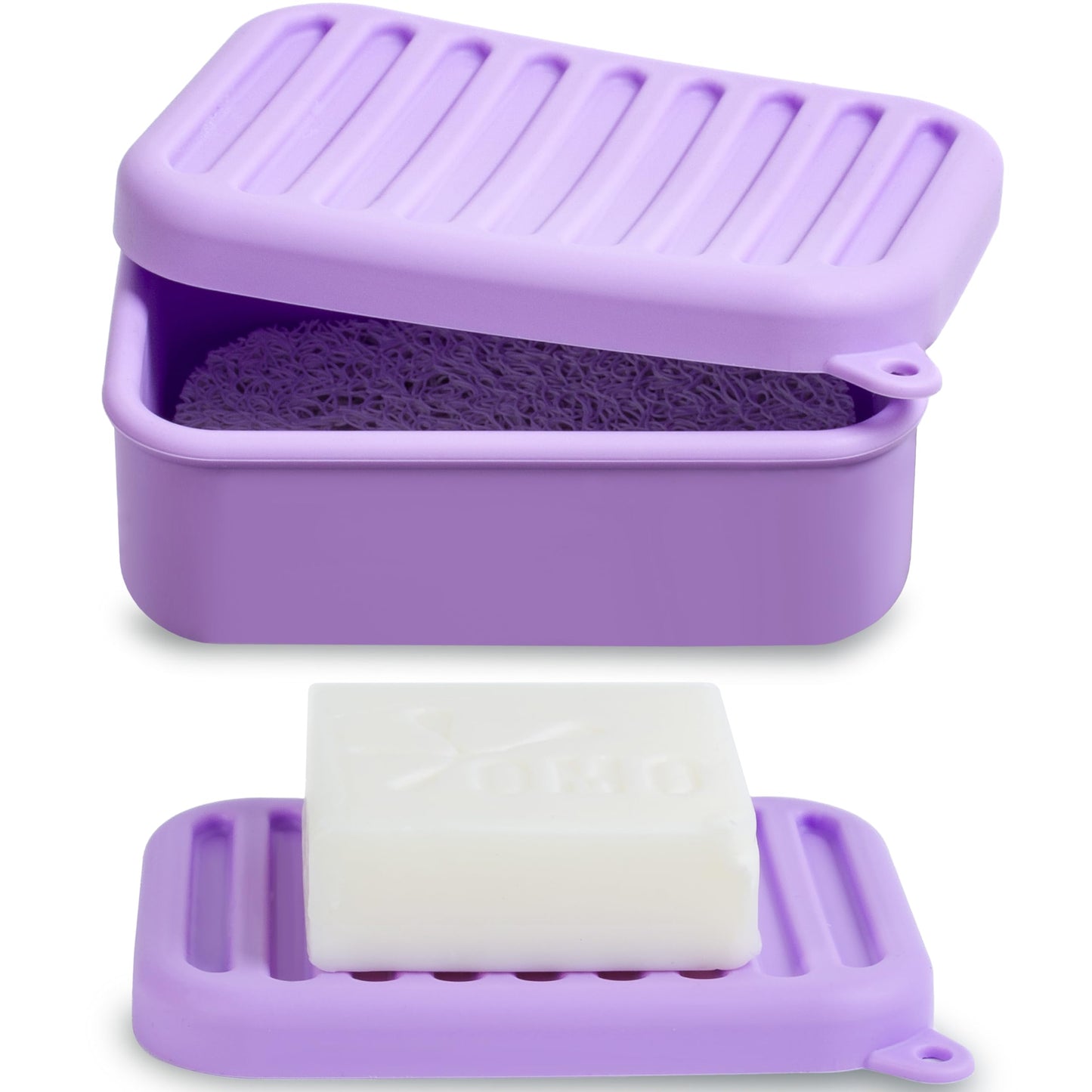 Portable Leakproof Travel Soap Case, Silicone Travel Soap Case, Compact Soap Holder with Drainage Layer, Travel Soap Holder for Camping, Gym, Outdoor (Coral-Red)