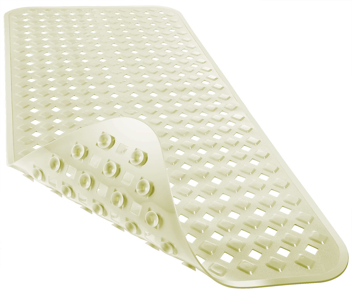 Yimobra Bathtub Mat Non Slip, 35"X16" Shower Mat with Strong Suction Cups & Drain Holes, Long Anti Slip Bath Tub Mat for Inside Shower, Machine Washable Fast Drying, Bathroom Essentials, Clear Blue