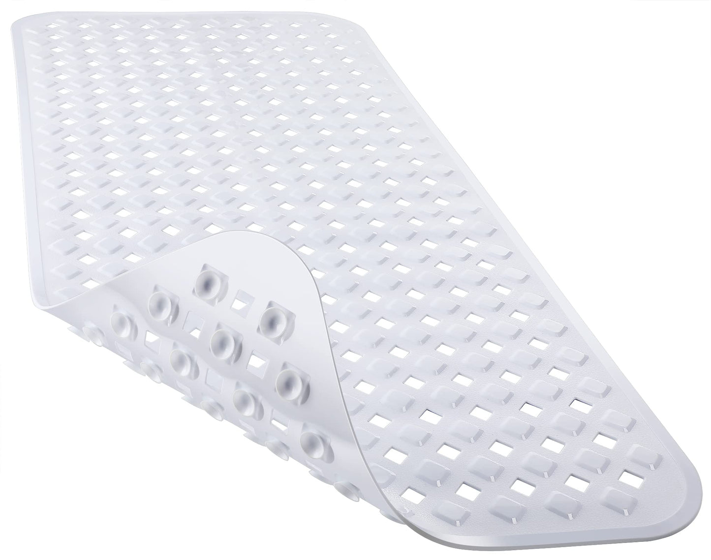 Yimobra Bathtub Mat Non Slip, 35"X16" Shower Mat with Strong Suction Cups & Drain Holes, Long Anti Slip Bath Tub Mat for Inside Shower, Machine Washable Fast Drying, Bathroom Essentials, Clear Blue