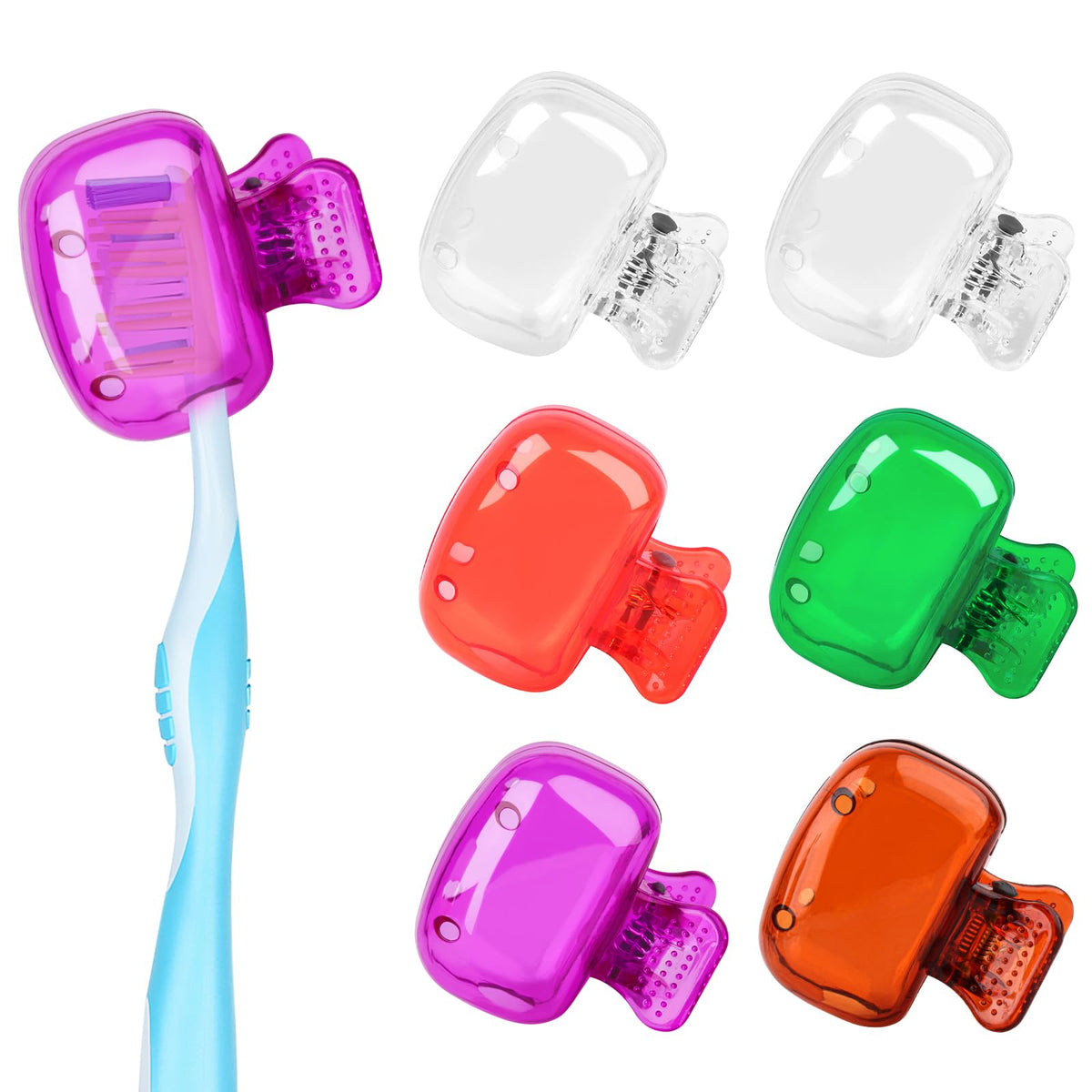 6 Pack Toothbrush Covers Portable Toothbrush Coverings Clips for Protectors Tooth Brush Storage Head Cover Cap Tooth Brush Covers for Kids Bathroom Home Travel Tooth Brush Case