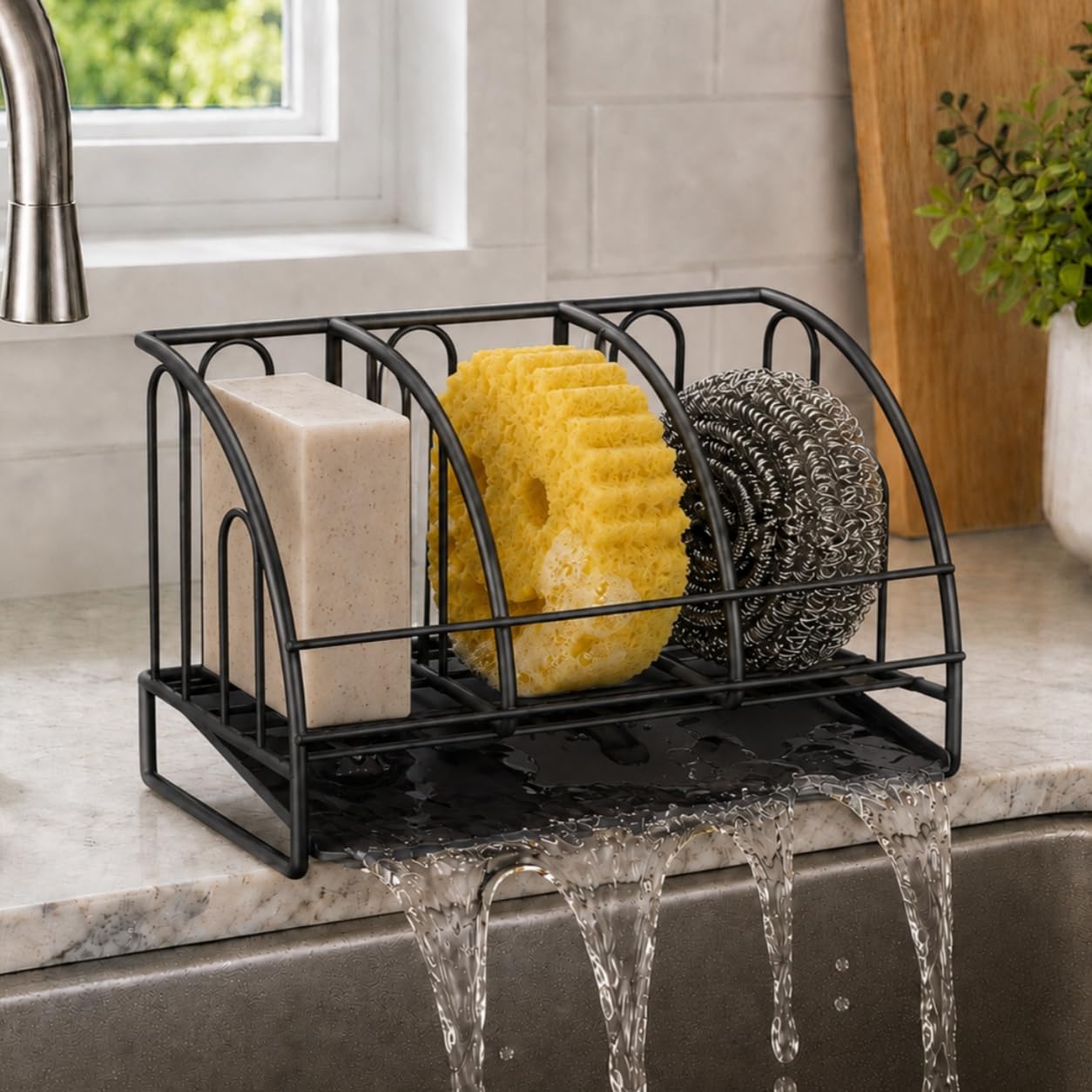 Soap Dish Bar Soap Holder for Shower Sponge Holder for Kitchen Sink Storage | Organizer for Bathroom Wall Sponge Holder for Kitchen Sink Kitchen Storage Accessories