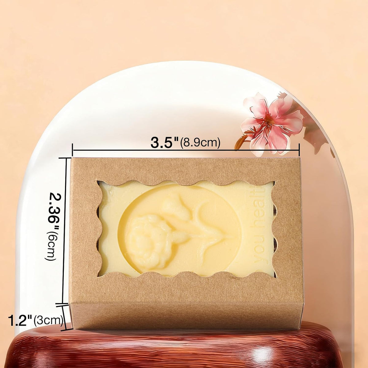 40PCS Kraft Brown Soap Boxes with Window, 3.5x2.36x1.2 Inches, Small Gift Boxes for Homemade Soap, Macarons, Cookies, Candies, Wedding and Birthday Party Favors
