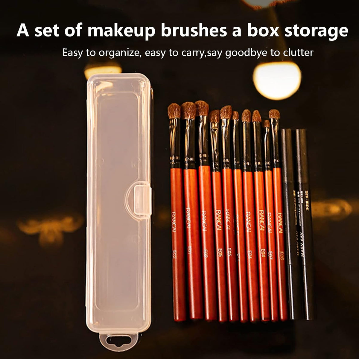 Portable Travel Cosmetic Brush Holder Dispenser Cutlery Storage Jar with Transparent Lid - Fixed Frame - Cotton Swab & Dental Floss Box - 3 pcs (8.4x1.9x1.2 in)