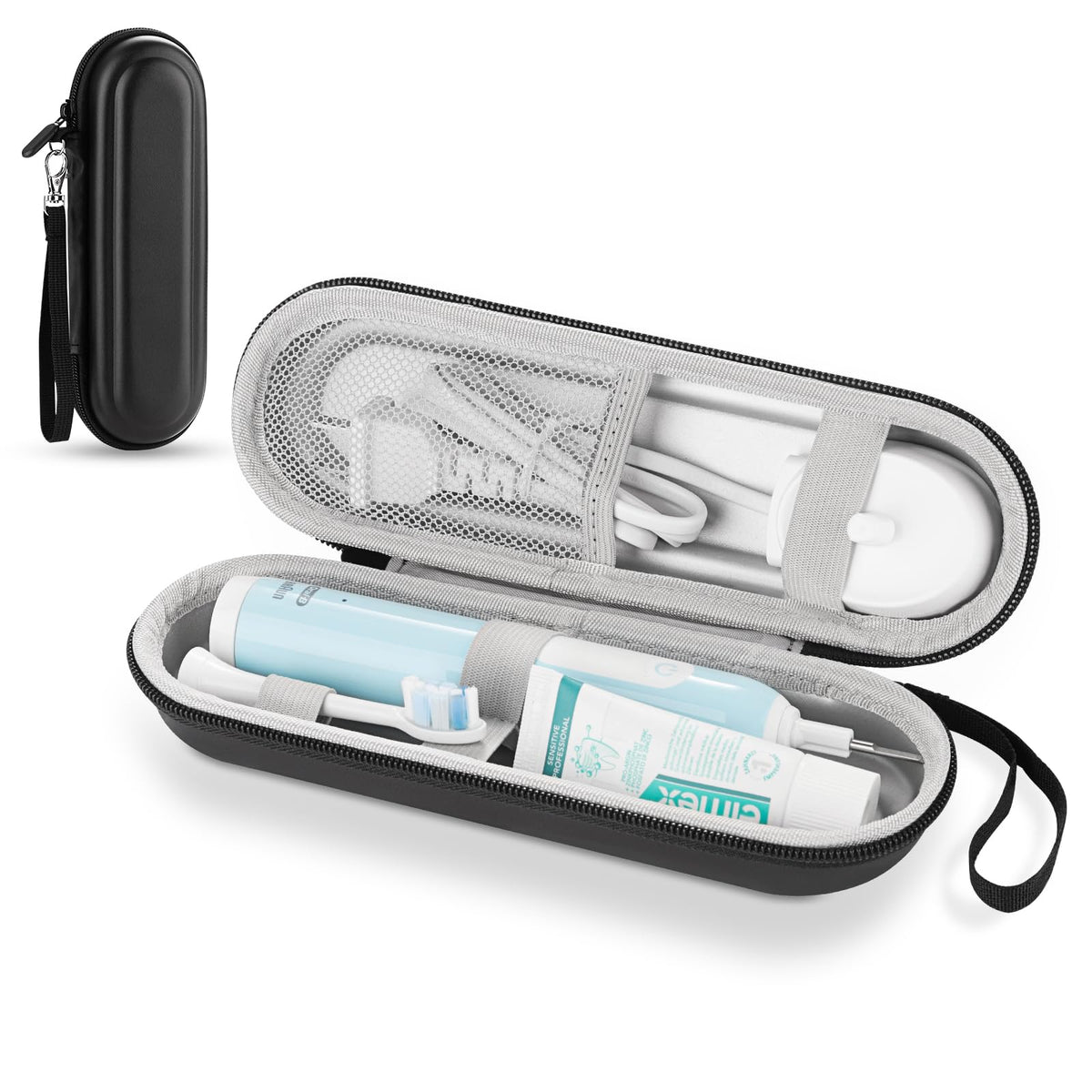 Toothbrush Travel Case for Oral B/Oral-B Pro 1000 1500 5000 7000 & Philips Sonicare 4100 1100 5300 5100 6100/iO Electric Toothbrush, Hard Protective Storage Bag (Black)