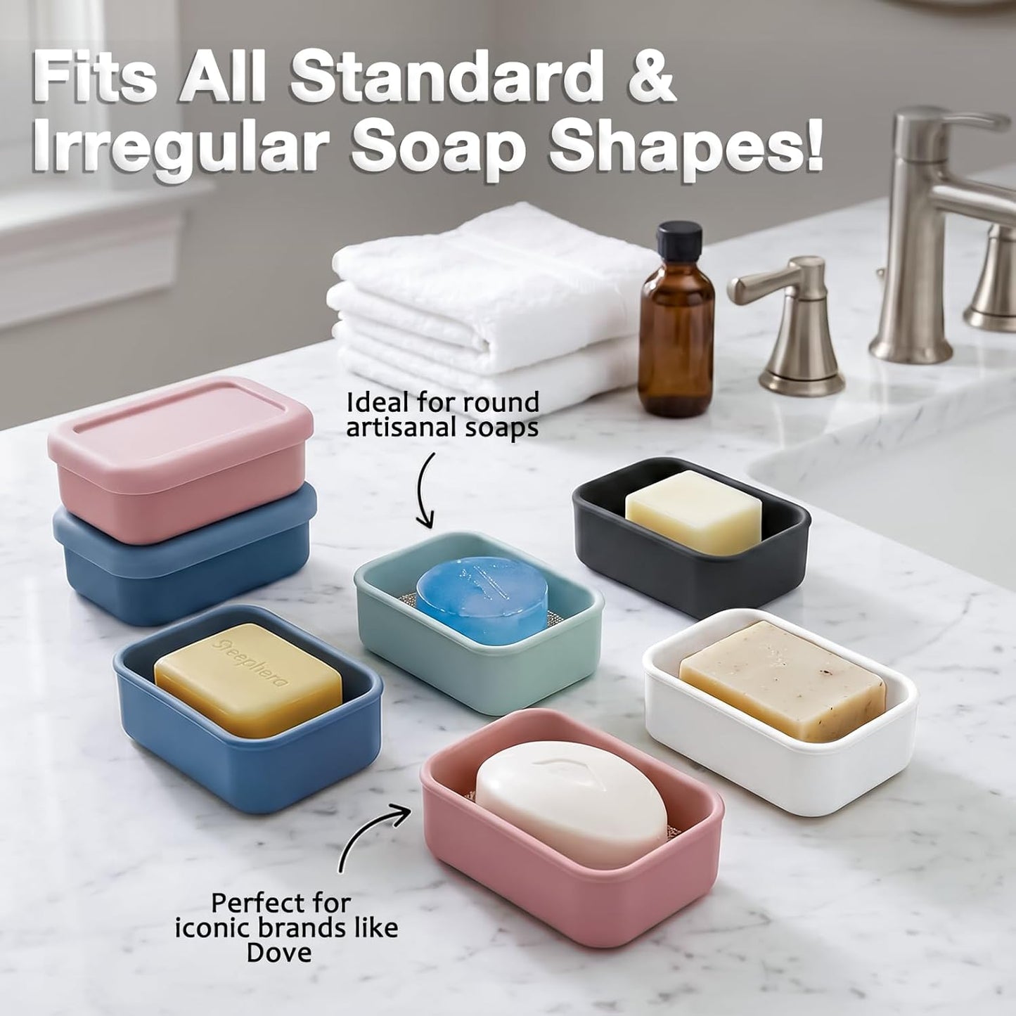 Leak Proof Silicone Travel Soap Case with Draining Tray - Bar Soap Holder for Travel, Gym & Camping - Mess-Free Portable Soap Container for Carry-on Bags (Light Pink)