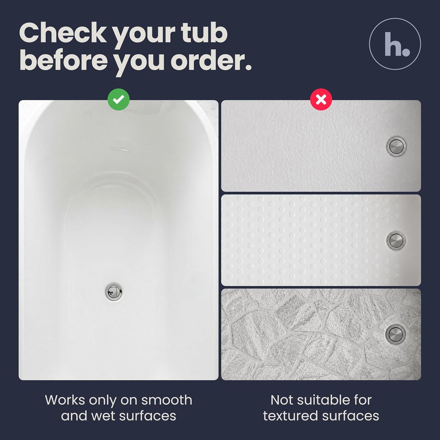 homerella Bathtub Mat Non Slip 35x16 Shower Mat Non Slip Anti Mold BPA Free | Mildew Resistant, Machine Washable, Extra Long Tub Mat, Shower Mats for Inside Shower, Bath Mat for Tub Non Slip EU Certified