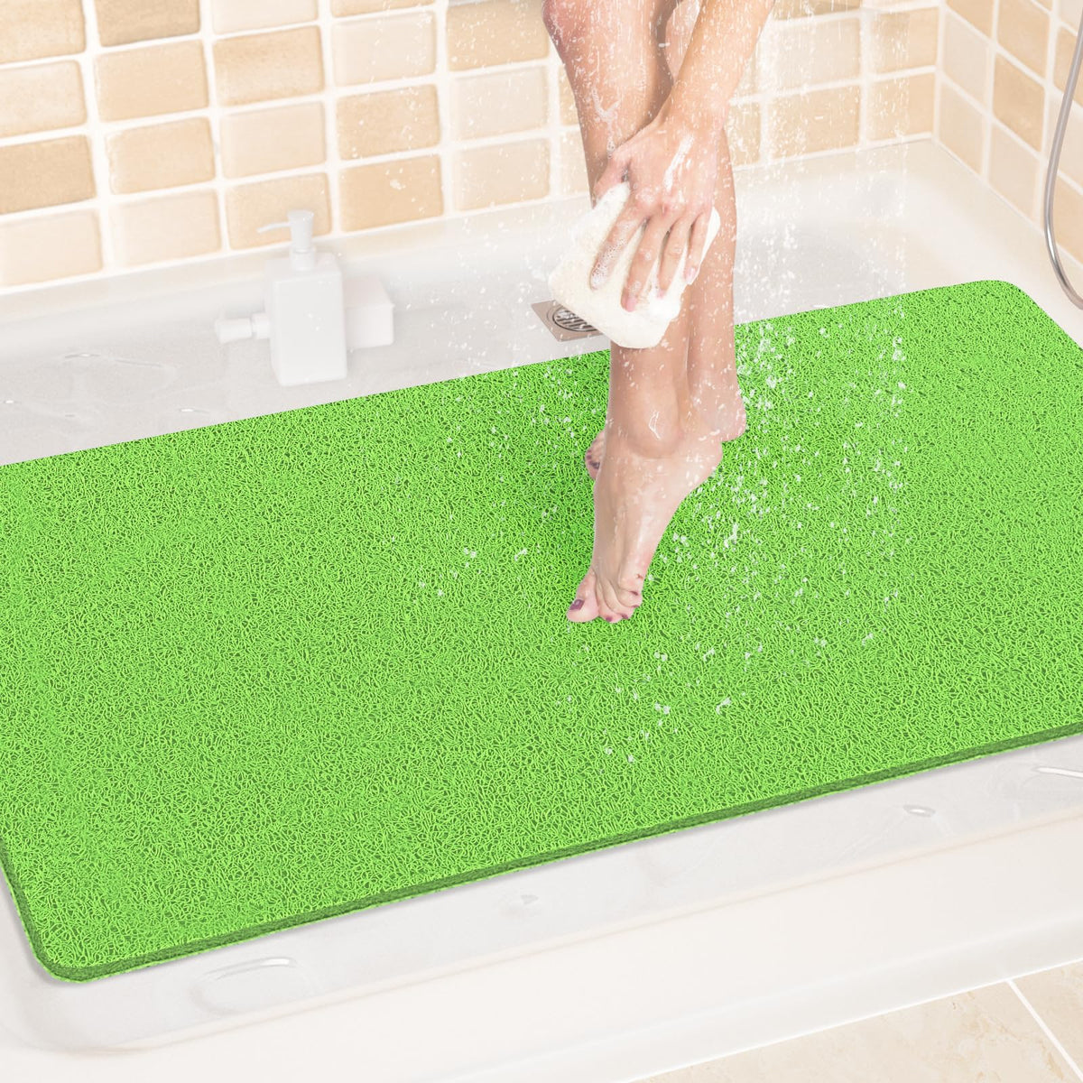 LuxStep Shower Mat Bathtub Mat,24x16 inch, Non-Slip Bath Mat with Drain, Quick Drying PVC Loofah Bathmat for Tub,Shower,Bathroom (Phthalate Free,Grey) | 24x16 inch PVC Loofah Bathmat for Tub,Shower,Bathroom (Phthalate Free,Grey)