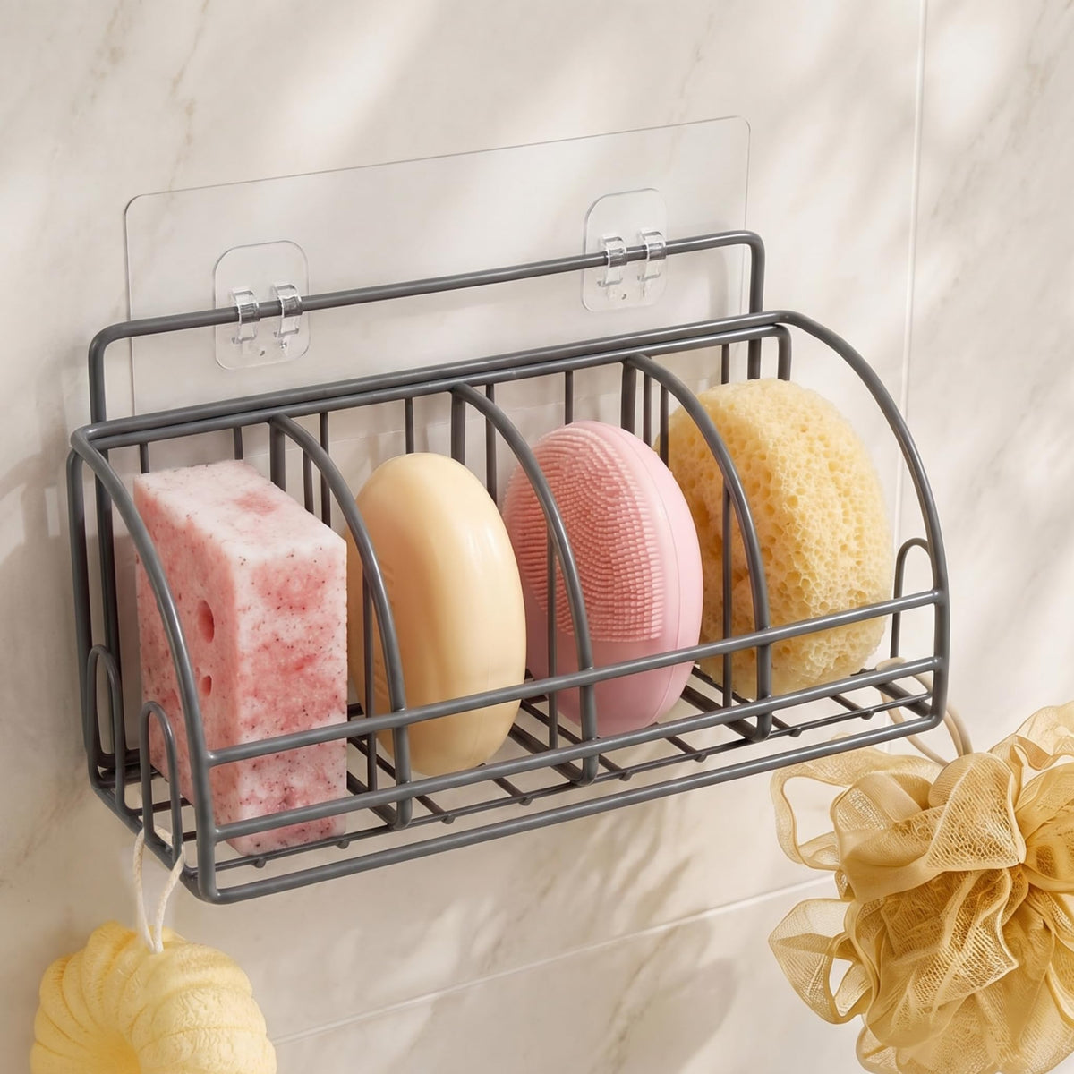 Soap Dish Bar Soap Holder for Shower Sponge Holder for Kitchen Sink Storage | Organizer for Bathroom Wall Sponge Holder for Kitchen Sink Kitchen Storage Accessories