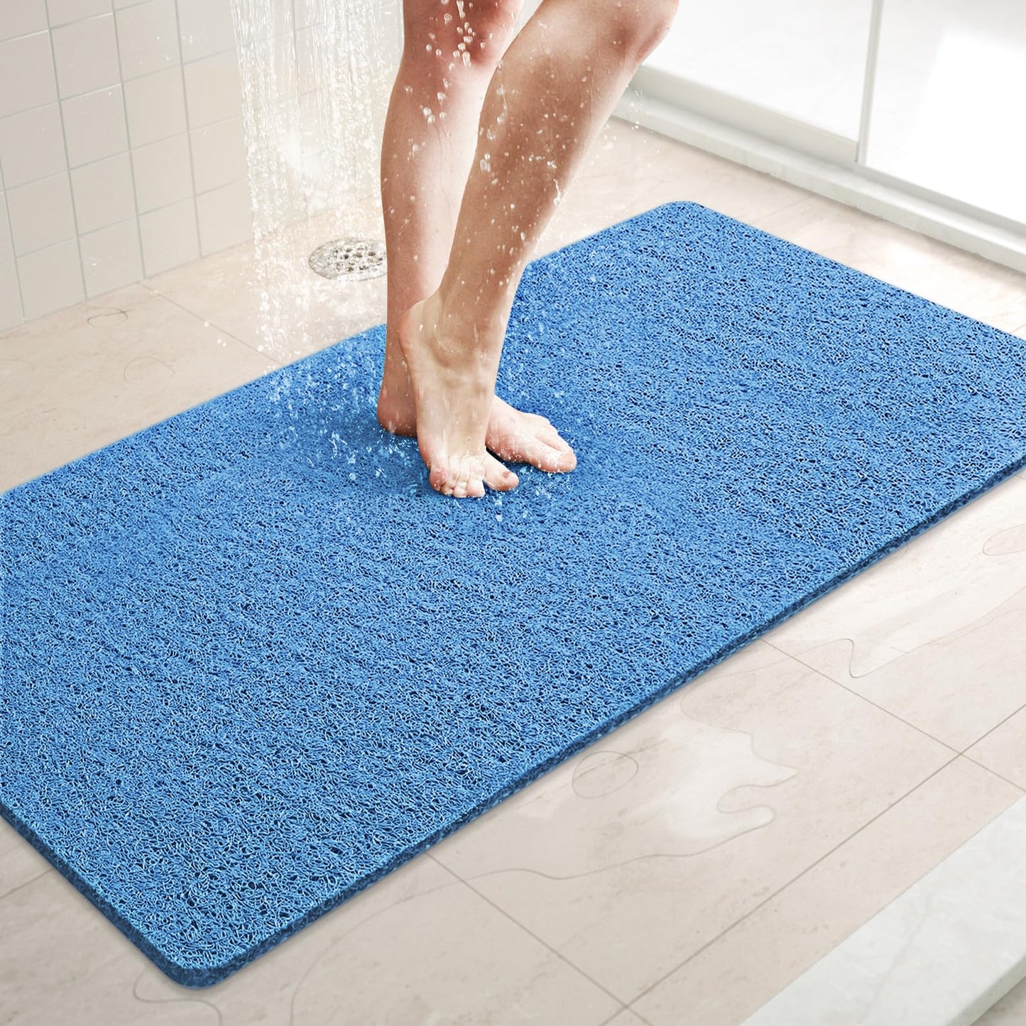 LuxStep Shower Mat Bathtub Mat,24x16 inch, Non-Slip Bath Mat with Drain, Quick Drying PVC Loofah Bathmat for Tub,Shower,Bathroom (Phthalate Free,Grey) | 24x16 inch PVC Loofah Bathmat for Tub,Shower,Bathroom (Phthalate Free,Grey)