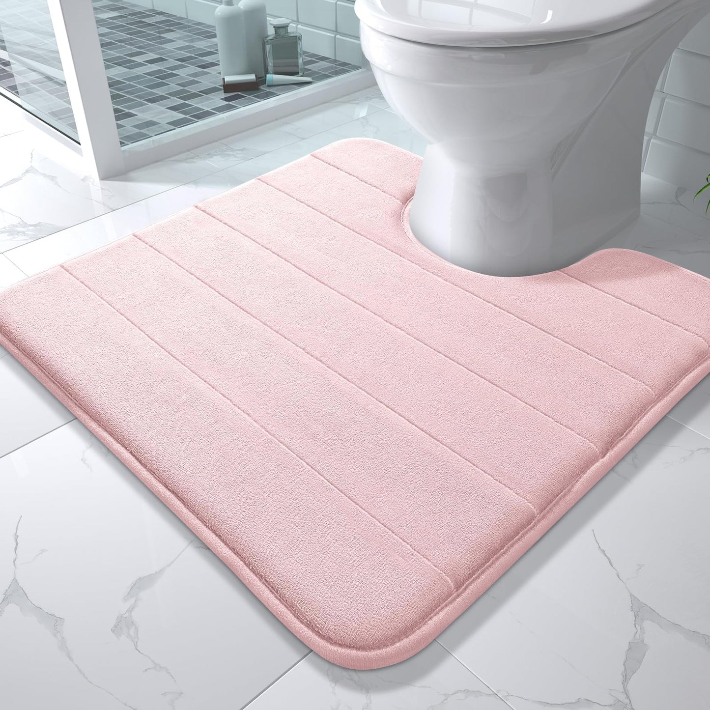 Yimobra Memory Foam Bath Mat, Super Soft Absorbent Bathroom Rug Non Slip, Quick Dry, Machine Washable Floor Carpet for Tub Shower, Home Decor Accessories, 24x17, Grey